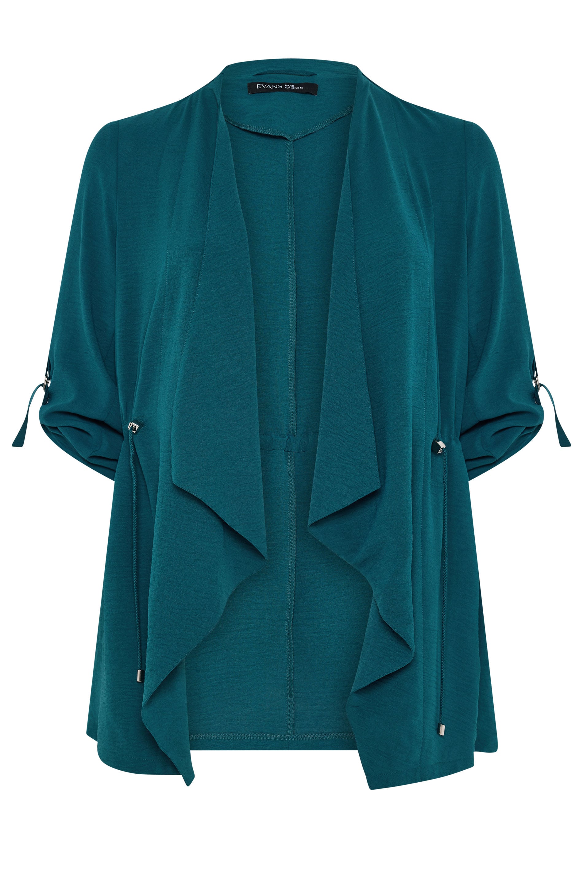 EVANS Plus Size Teal Green Lightweight Waterfall Jacket | Evans 5