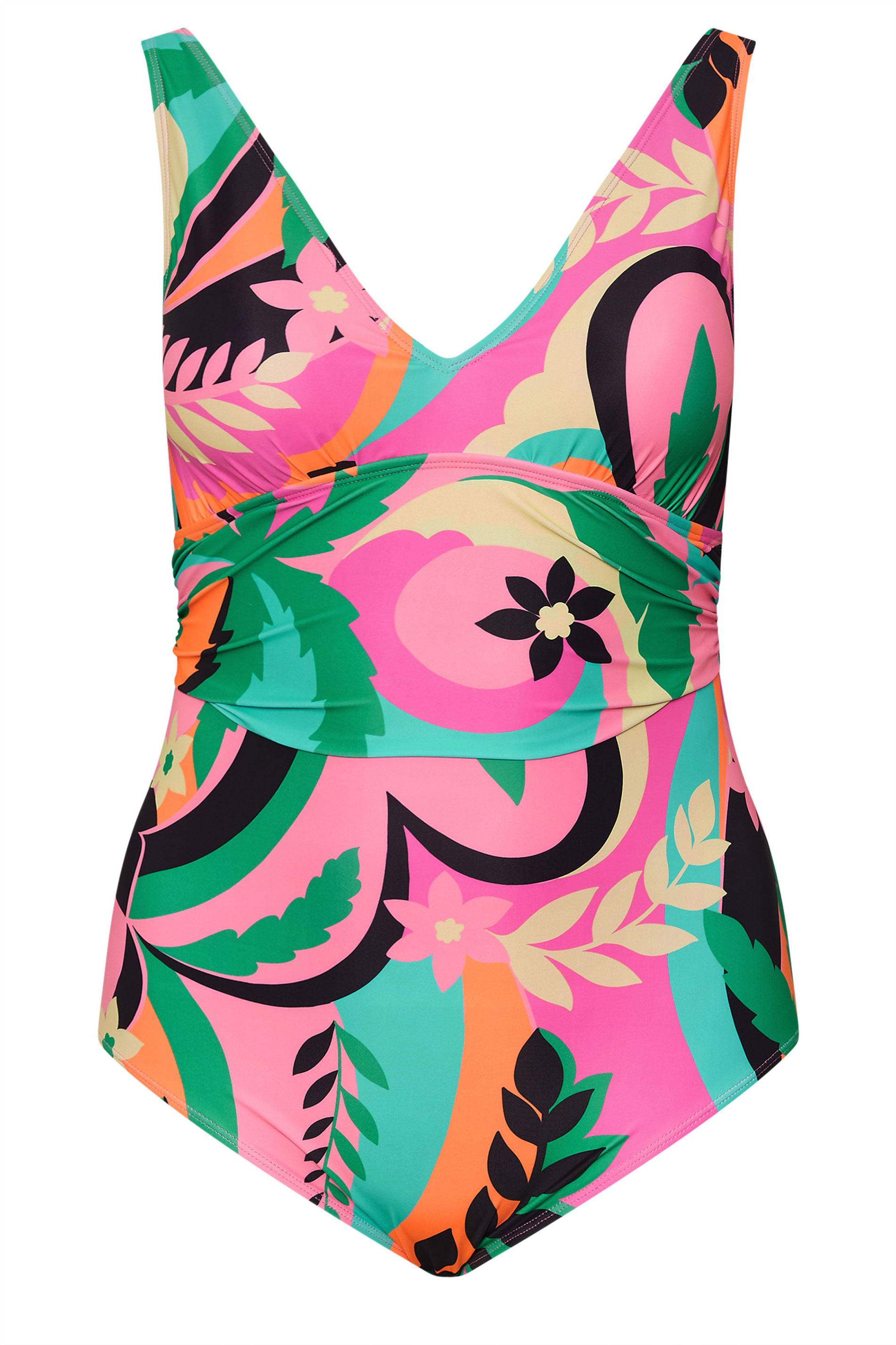 YOURS Plus Size Floral Abstract Print Plunge Swimsuit | Yours Clothing 7