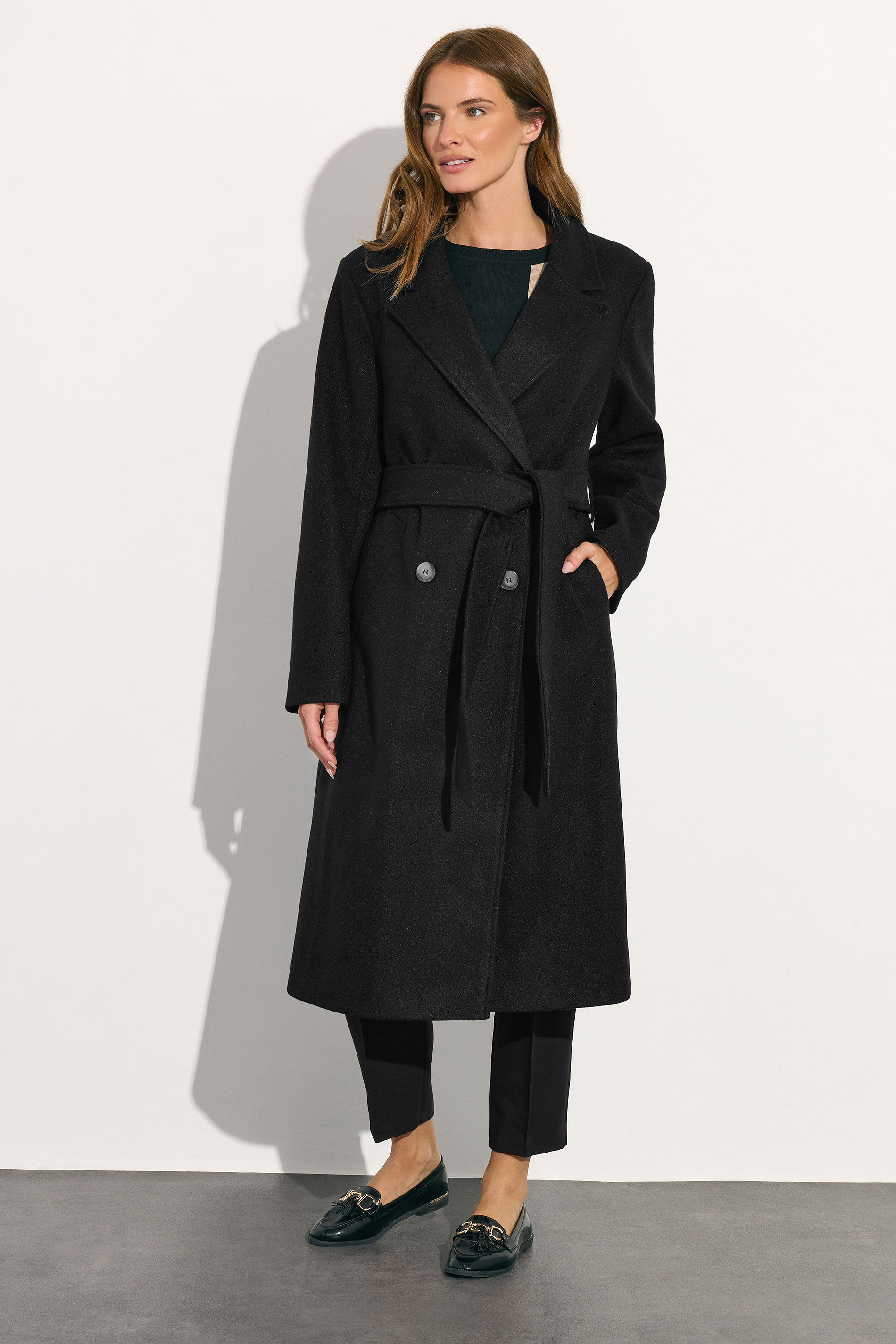 M&Co Black Button Up Wrap Coat | M&Co 1
