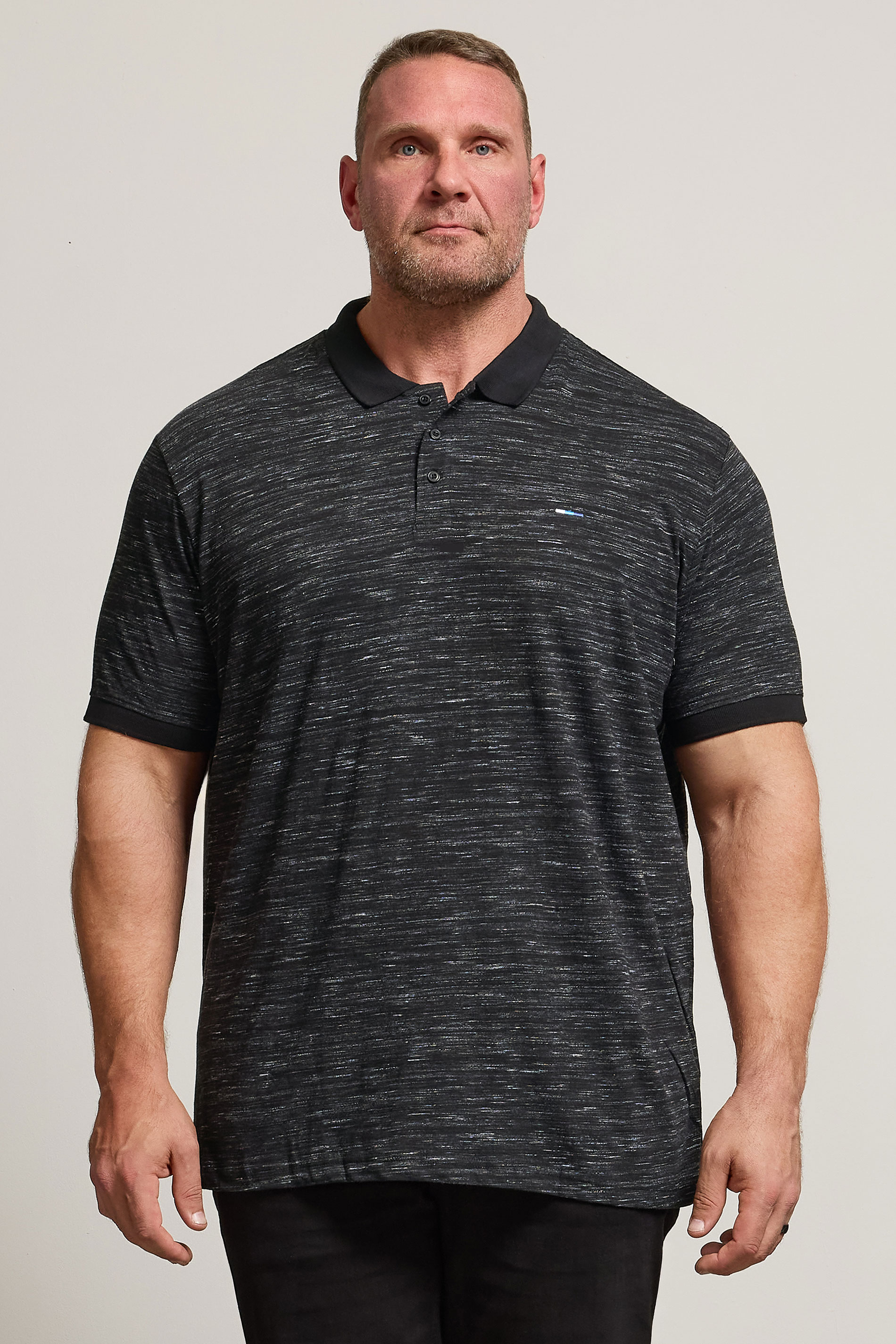 BadRhino Big & Tall Black Marl Polo Shirt | BadRhino 3