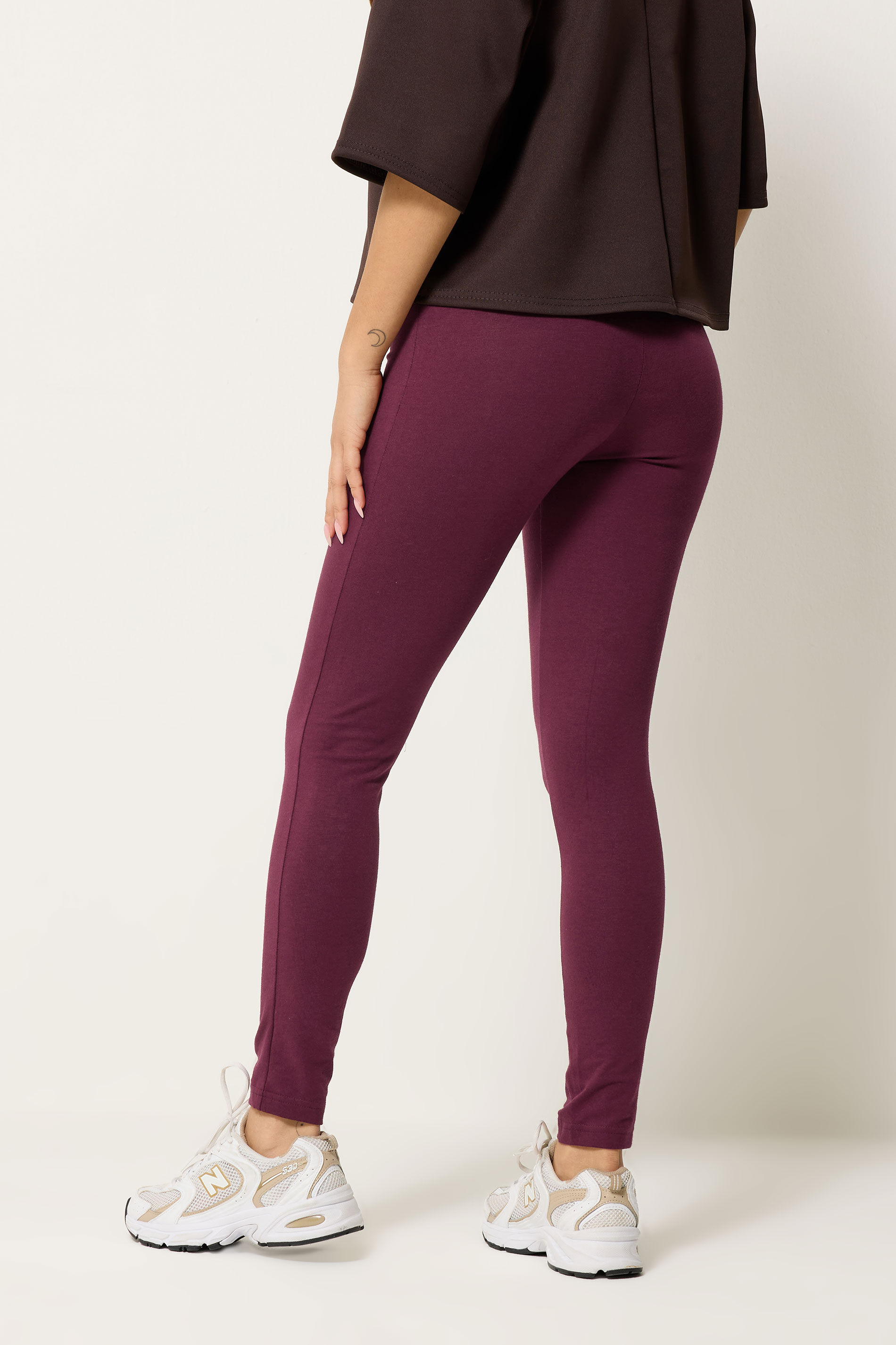 PixieGirl Petite Women's 2 PACK Burgundy Red & Black Cotton Leggings | PixieGirl 5