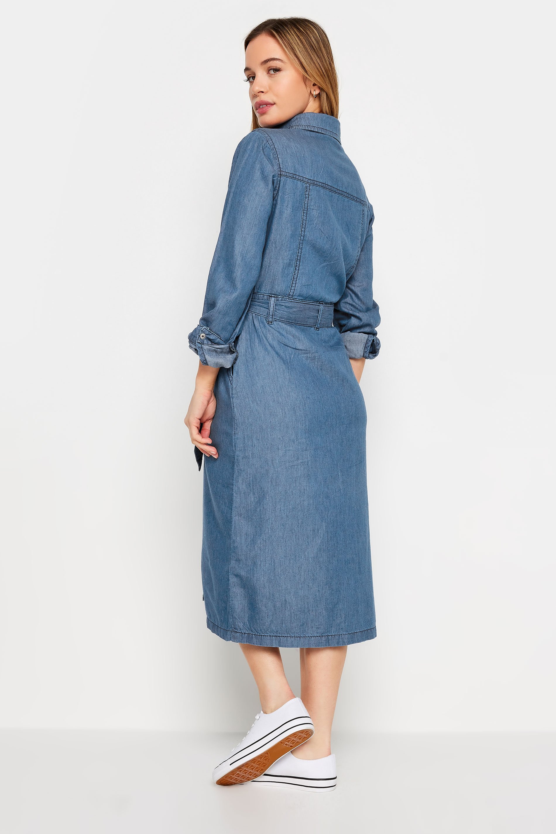 M&Co Petite Blue Tencel Denim Midi Dress | M&Co 3
