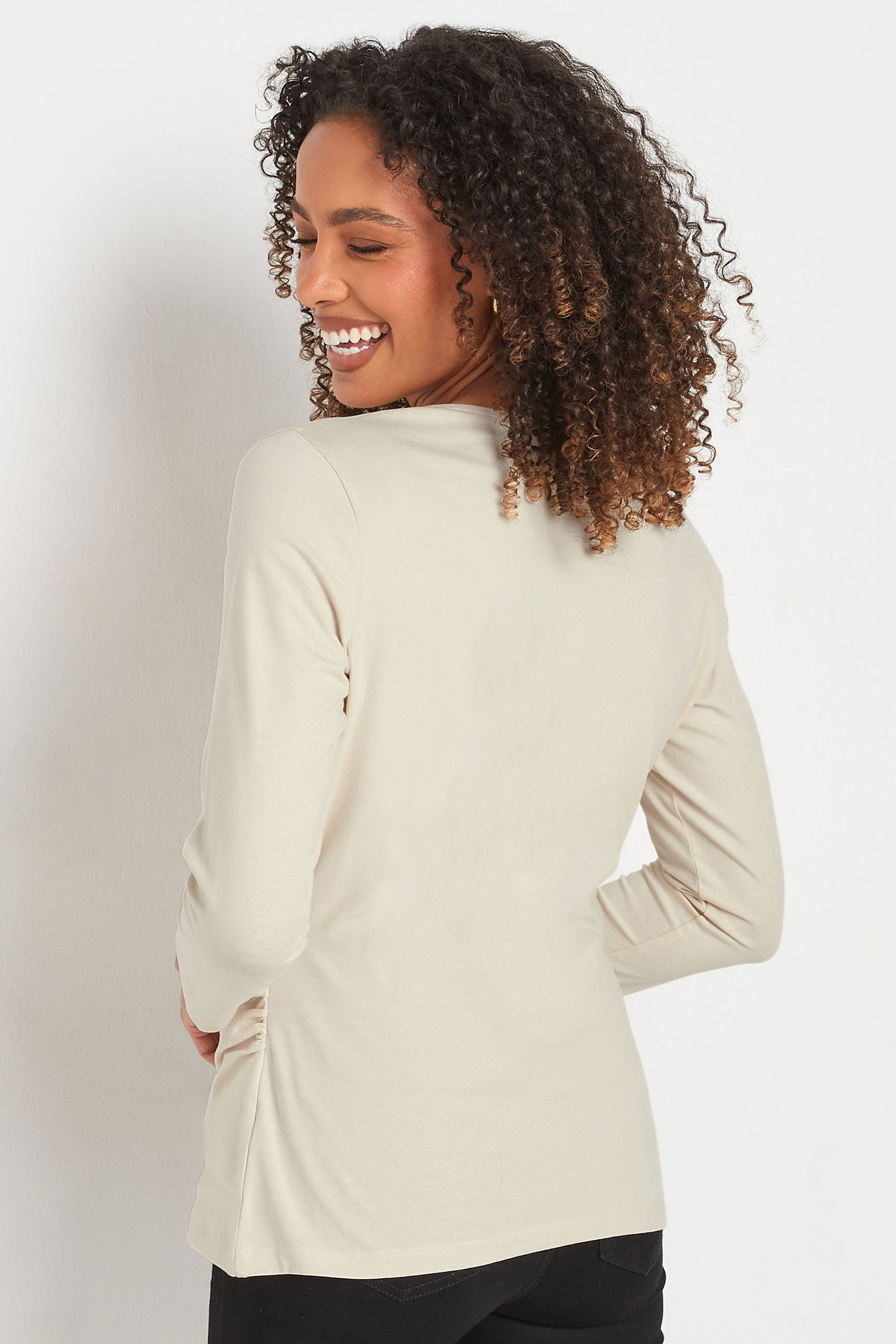 M&Co Cream 3/4 Sleeve Wrap Top | M&Co 2