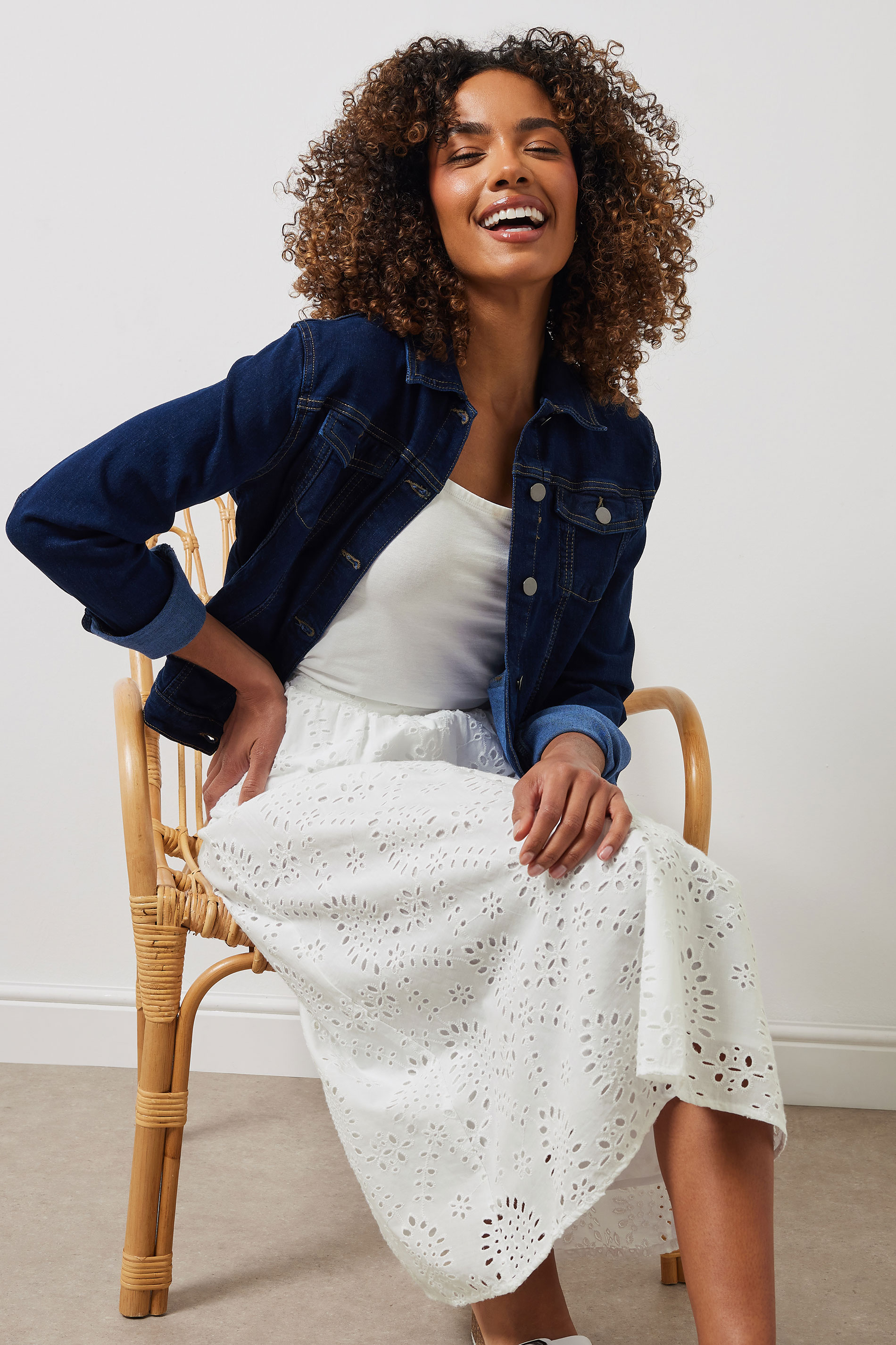 M&Co White Cotton Broderie Midi Skirt | M&Co 5
