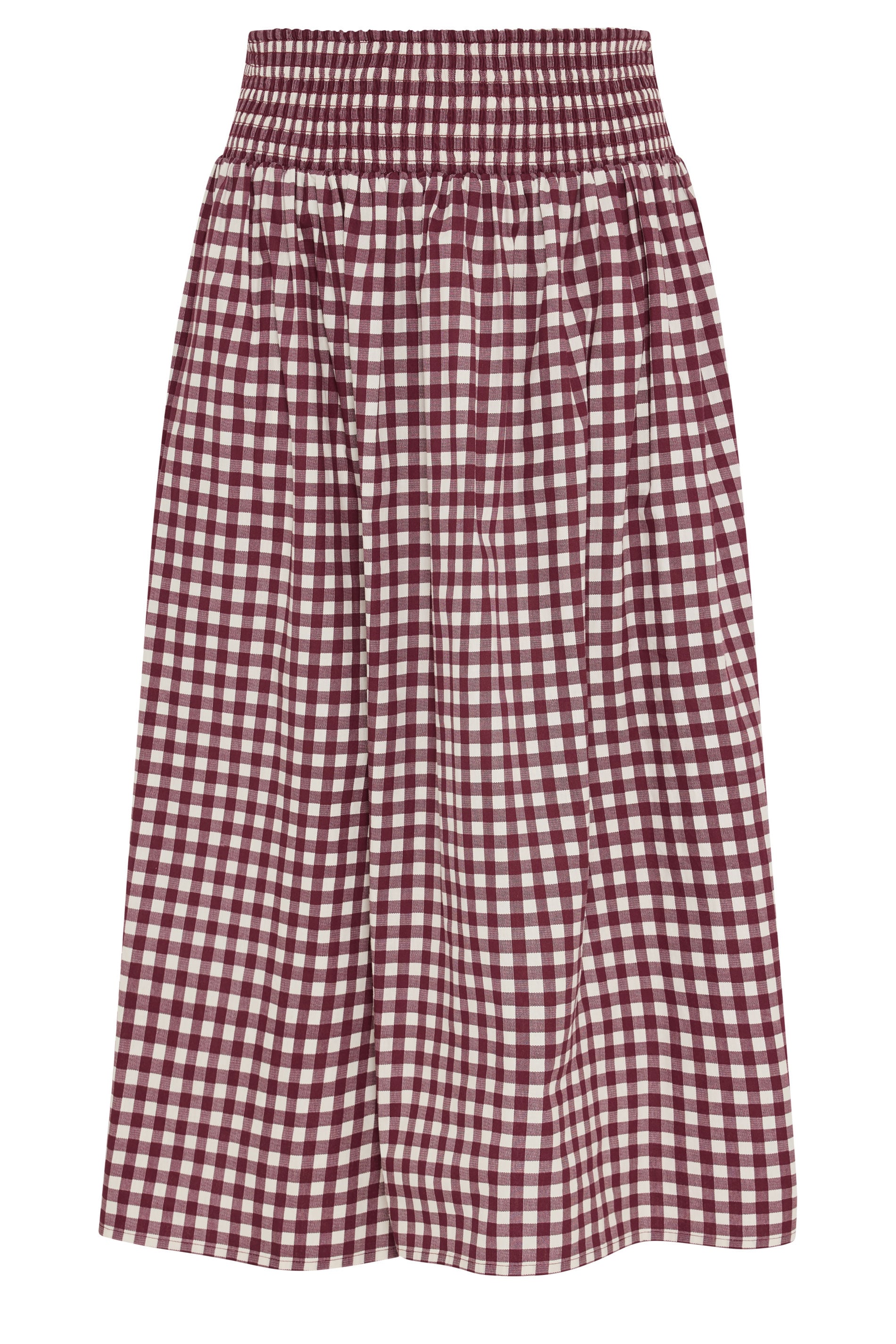 YOURS Plus Size Burgundy Red Gingham Maxi Skirt | Yours Clothing 6
