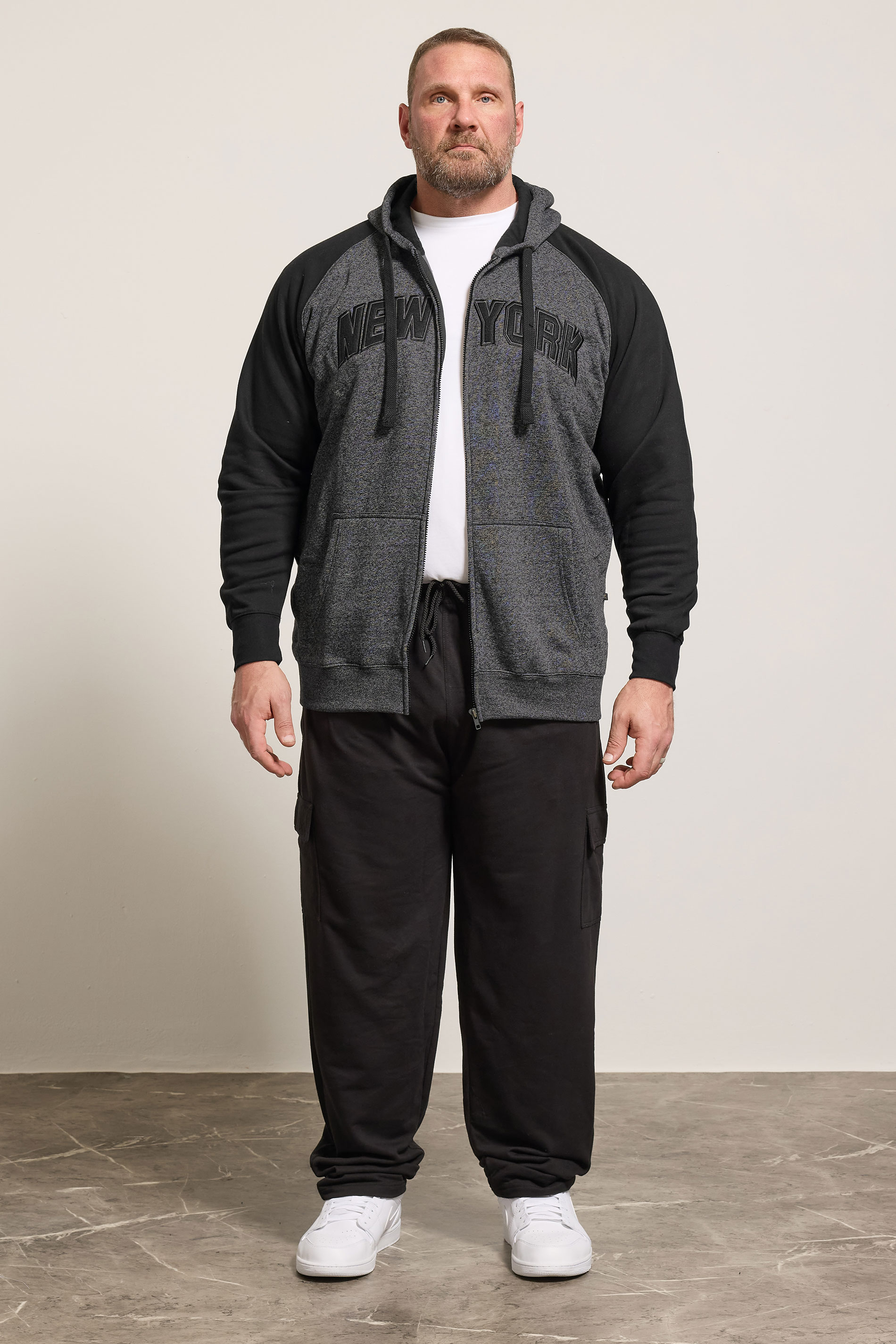 KAM Grey New York  Zip Through Hoodie | BadRhino 1