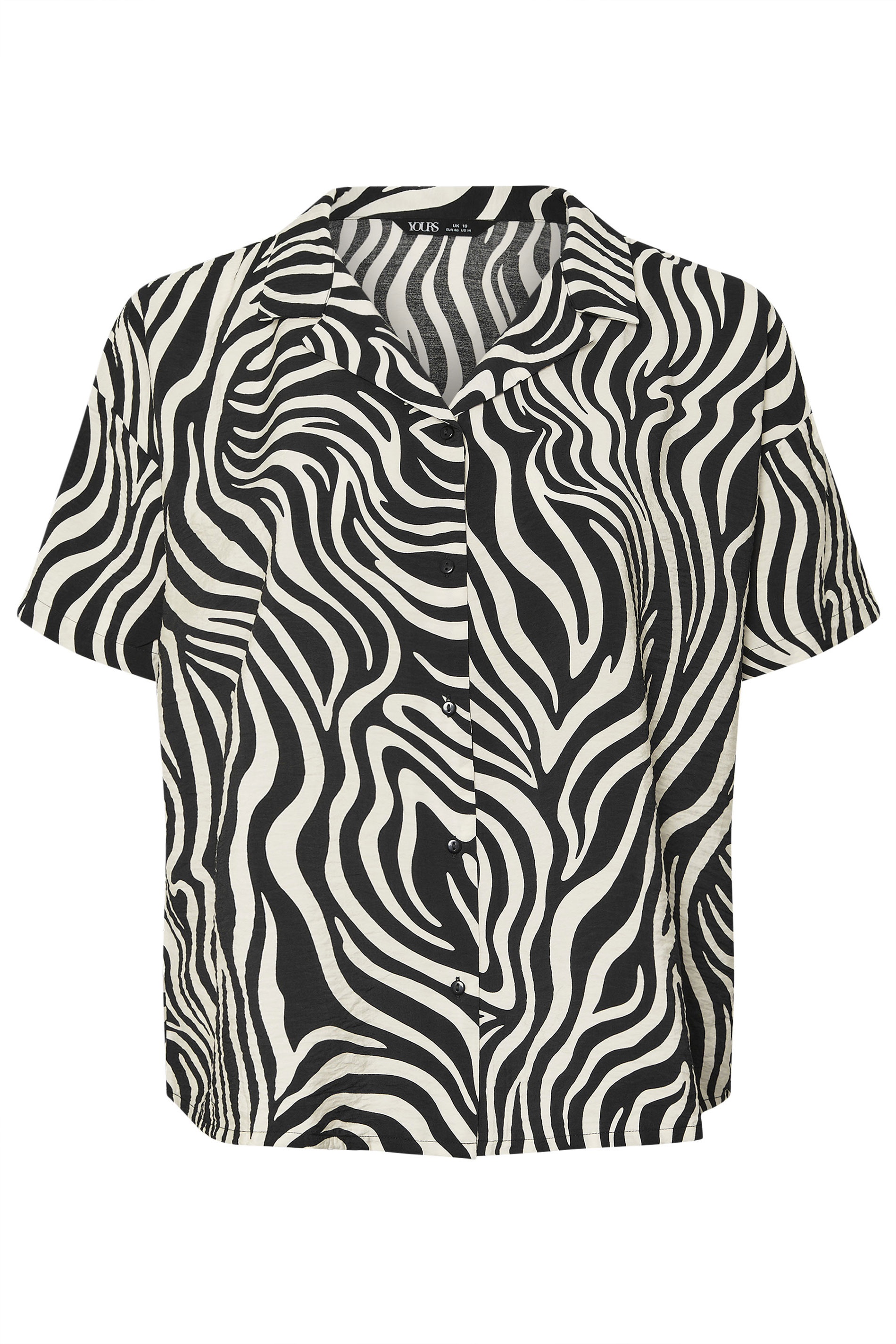 YOURS Plus Size Black Zebra Print Short Sleeve Shirt | Yours Clothing 5