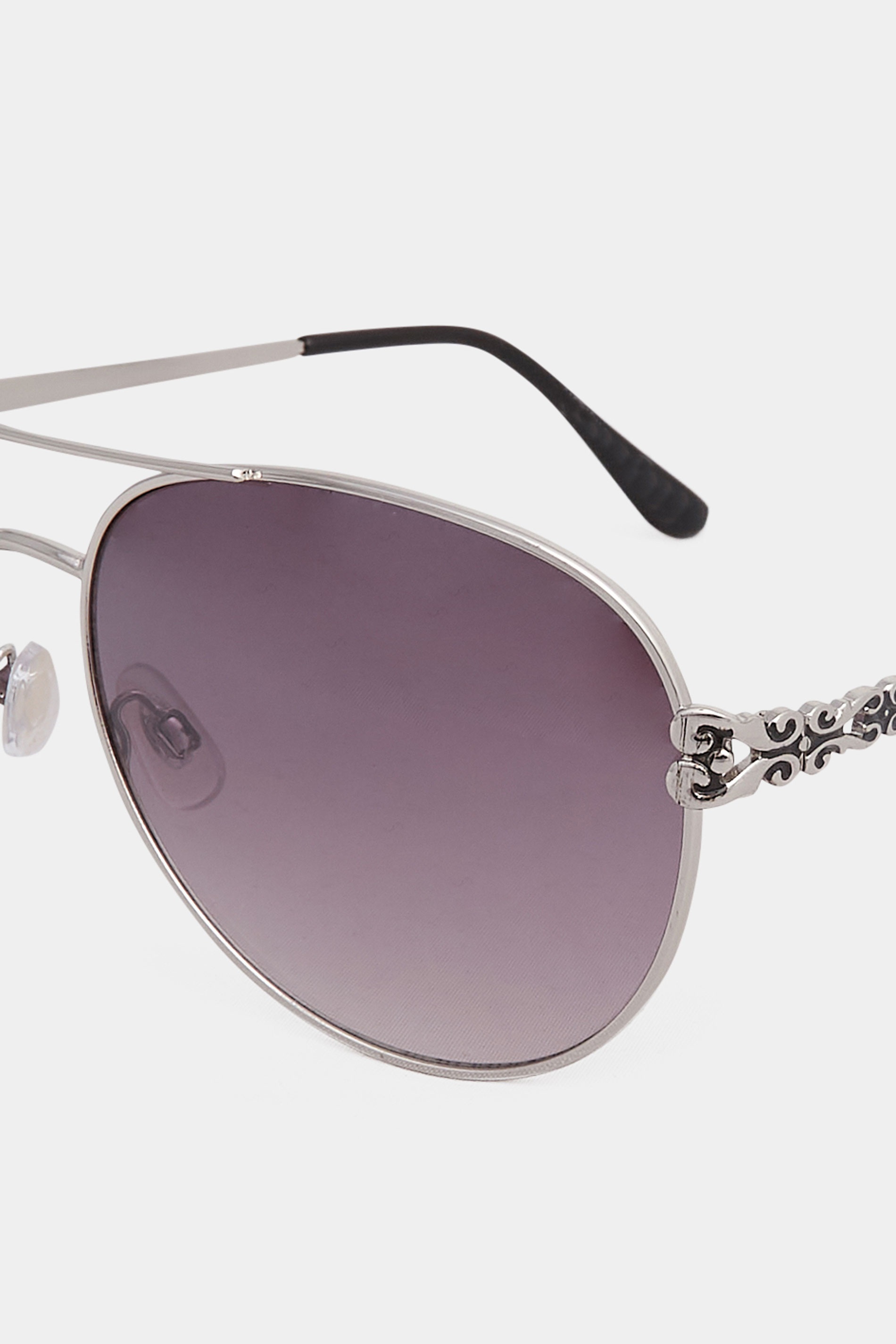 Silver Aviator Frame Sunglasses | Yours Clothing 3