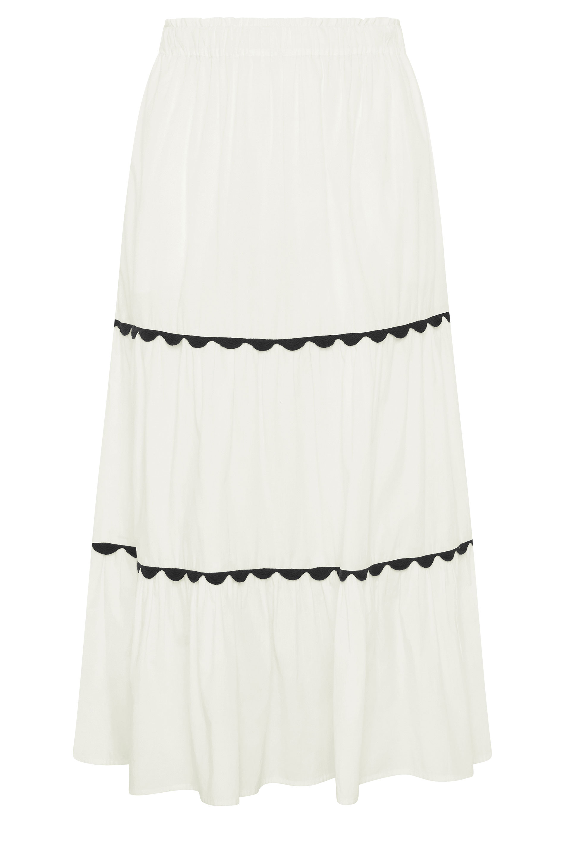 YOURS Plus Size White Scallop Trim Maxi Skirt | Yours Clothing 5