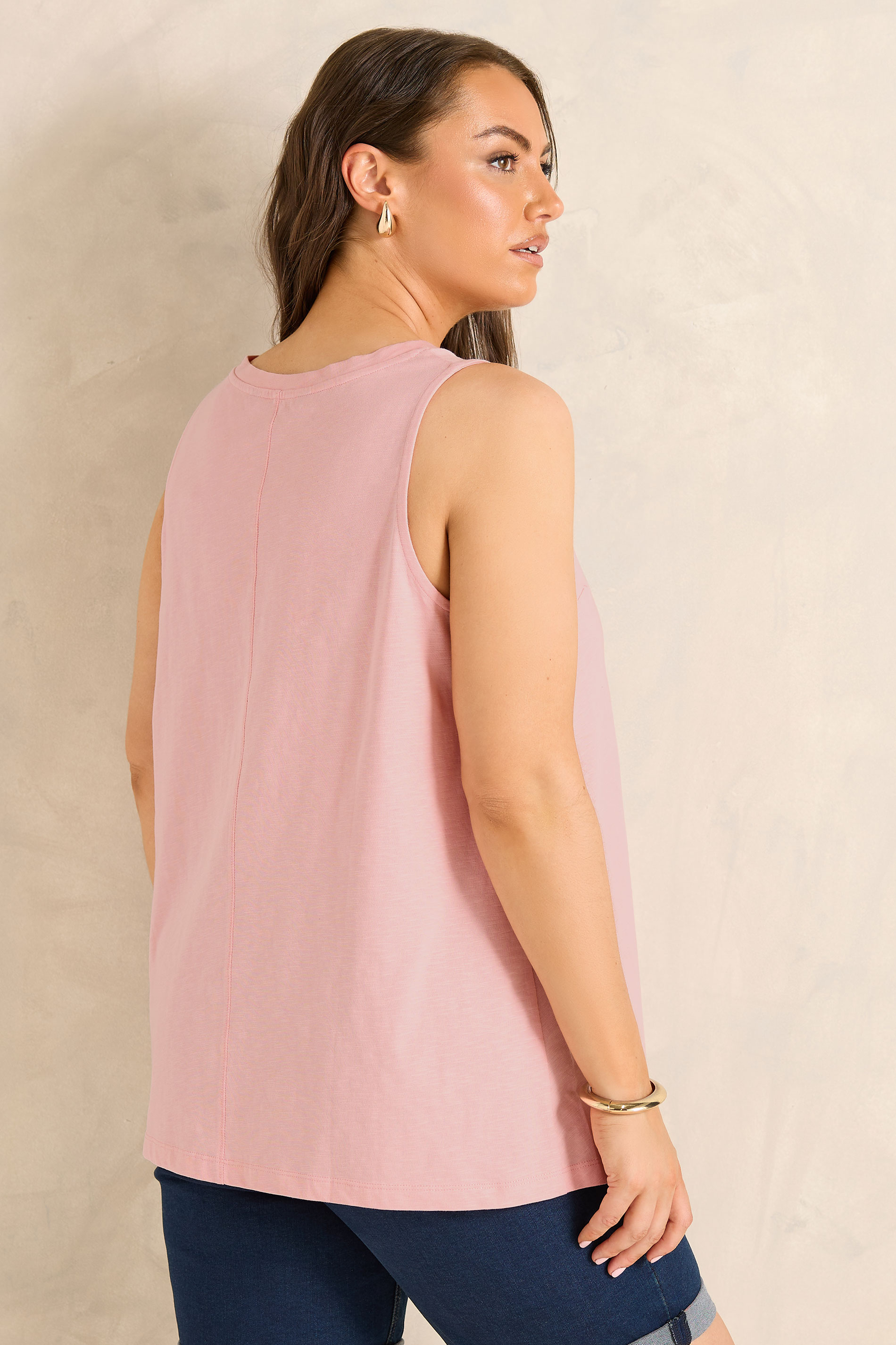 EVANS Plus Size Pink Premium Cotton Vest Top | Evans 2