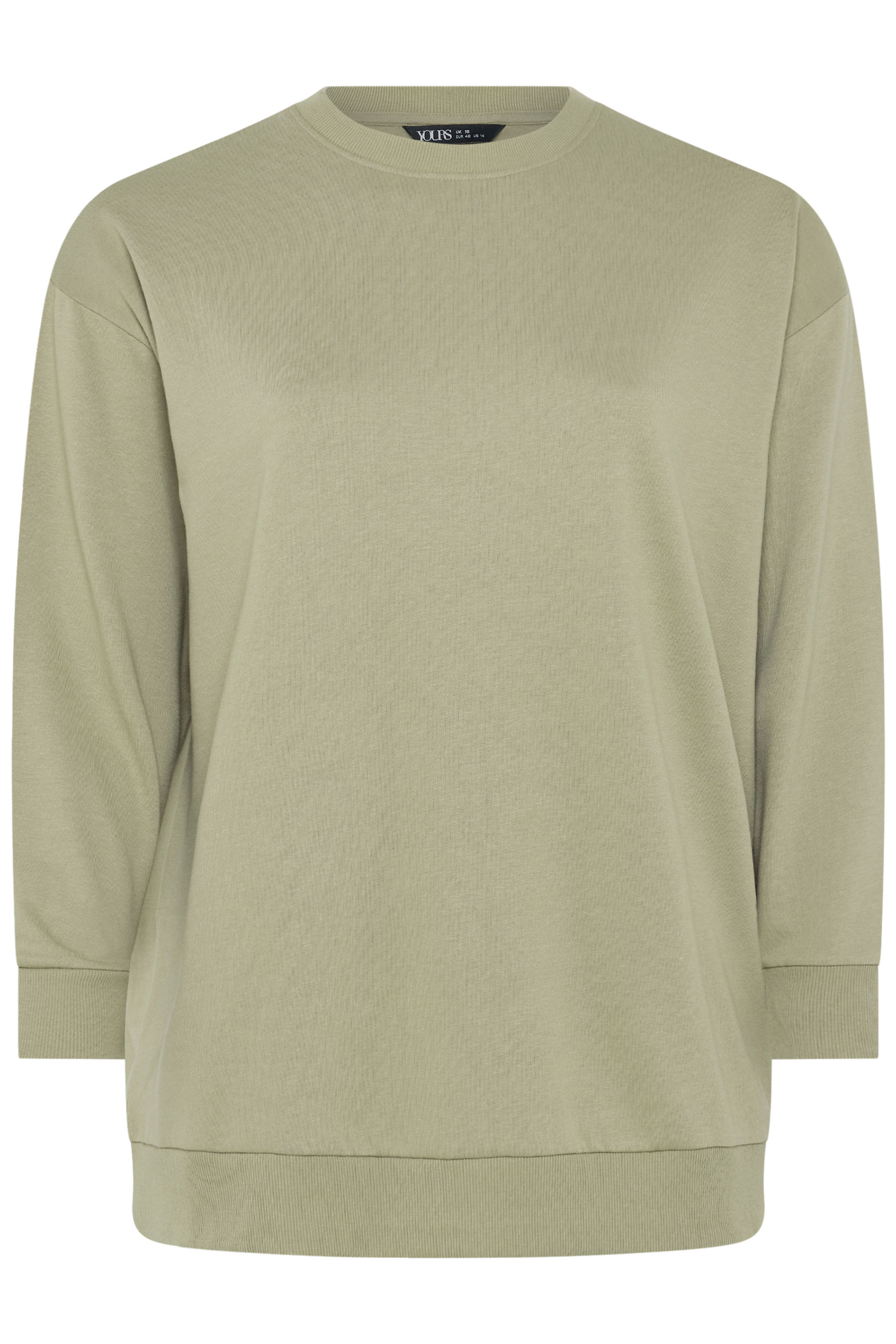 YOURS Plus Size Light Khaki Green Sweatshirt  | Yours Clothing 6