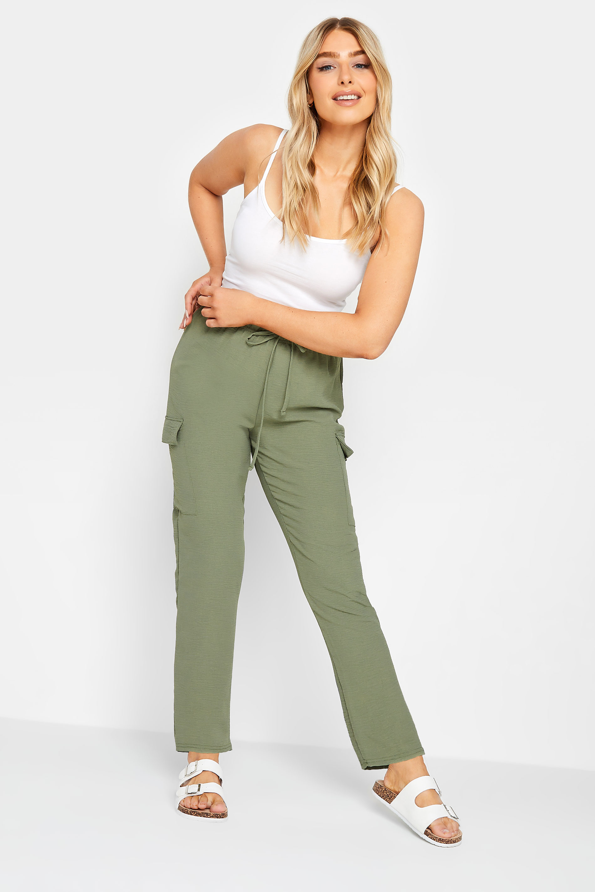 M&Co Khaki Green Cargo Slim Leg Trousers | M&Co 2