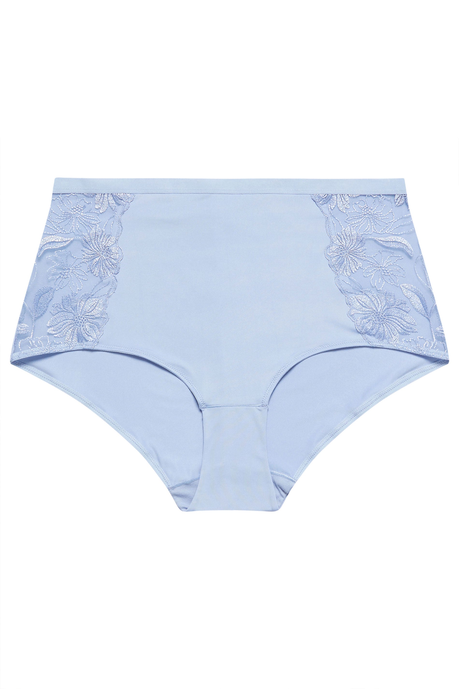 YOURS Curve Light Blue Floral Embroidered Full Briefs | Yours Clothing 5