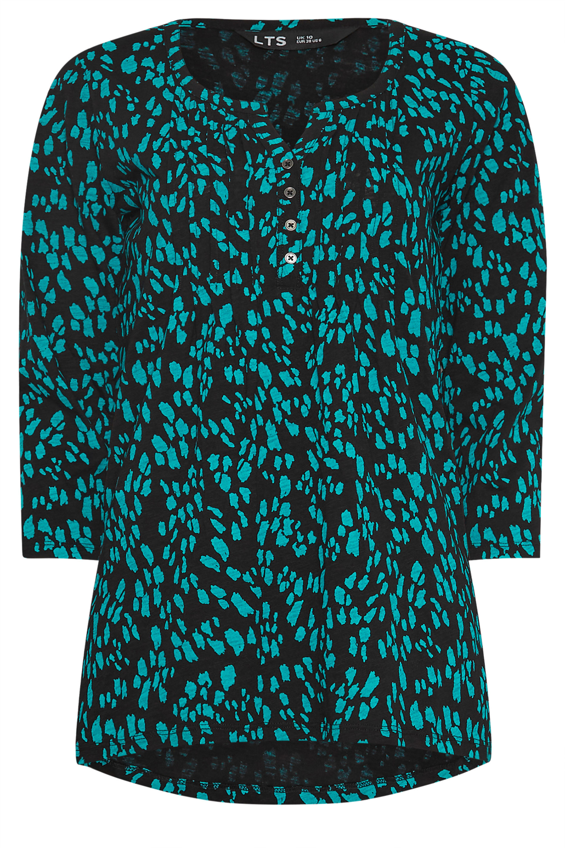 LTS Tall 2 PACK Teal Blue & Grey Cotton Henley Tops | Long Tall Sally 9