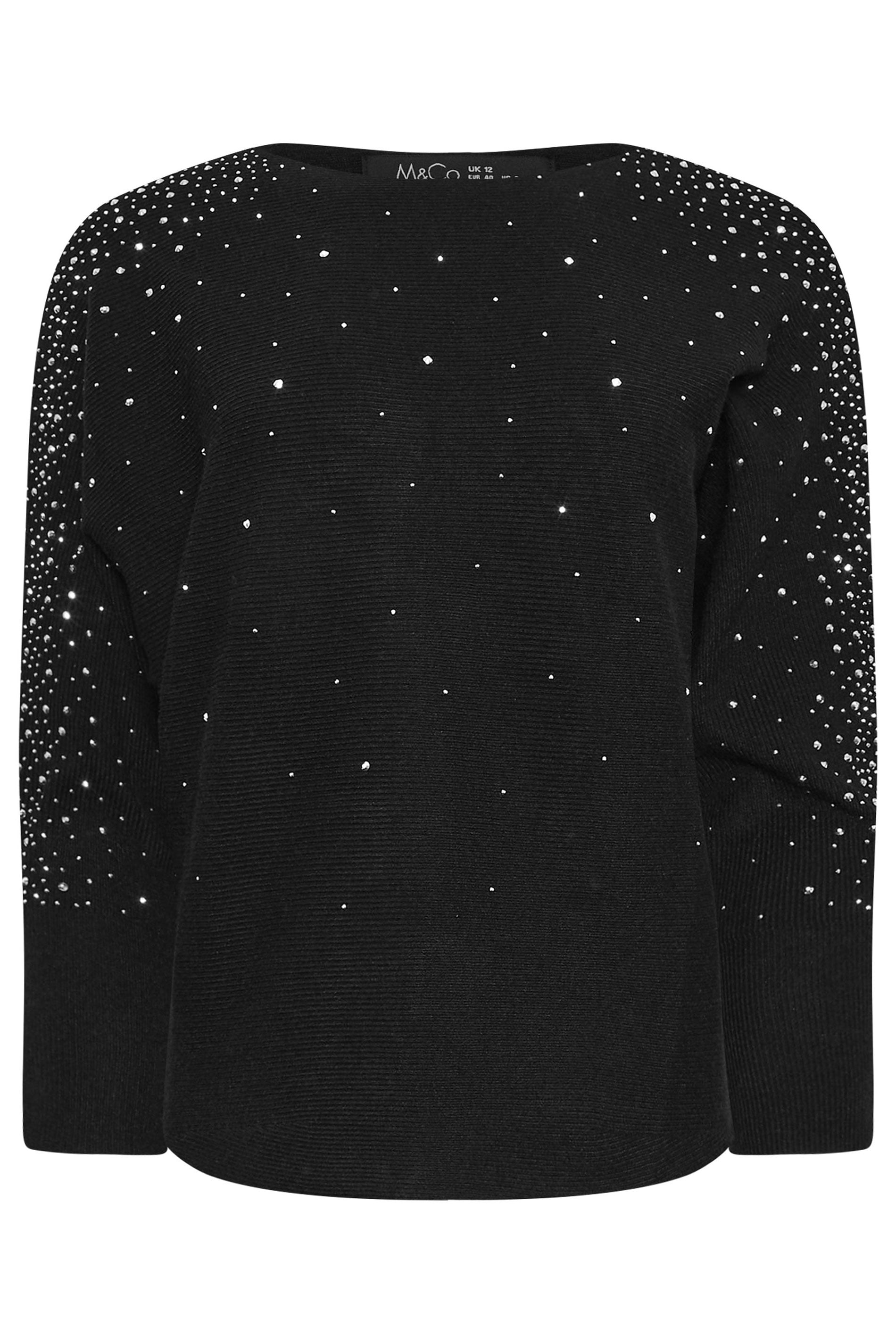 M&Co Petite Black Studded Batwing Jumper | M&Co 6