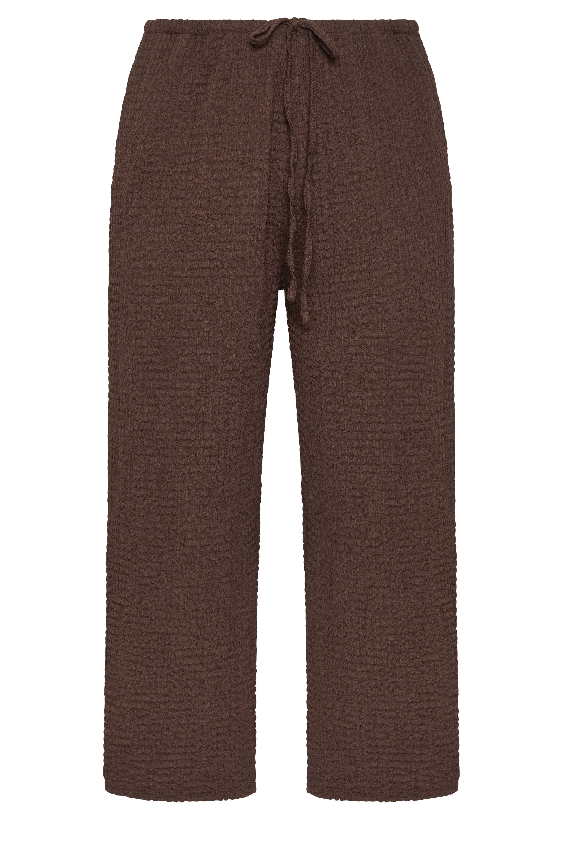 EVANS Plus Size Chocolate Brown Crinkle Wide Leg Trousers | Evans 5