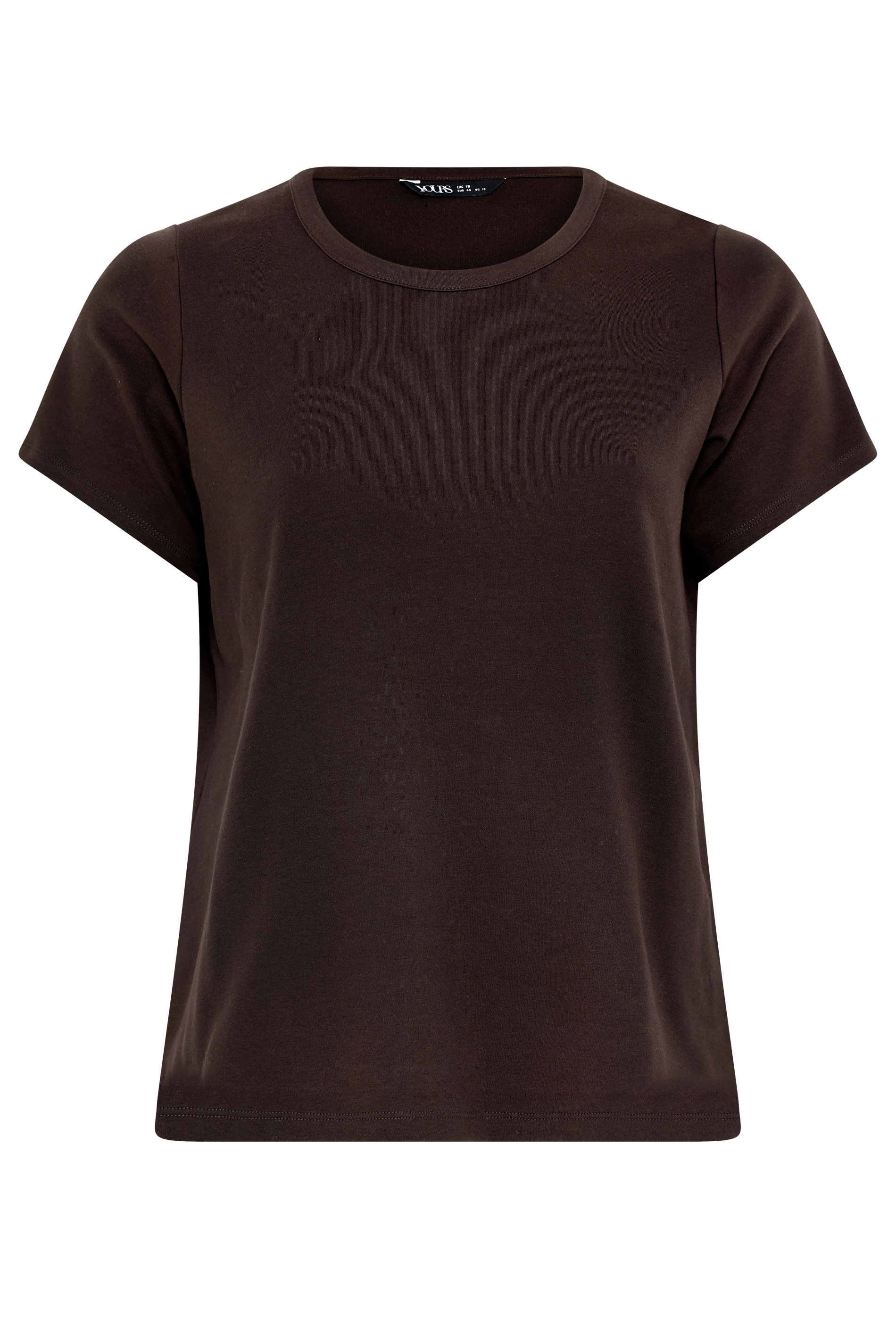 YOURS Plus Size Chocolate Brown Interlock T-Shirt | Yours Clothing 5