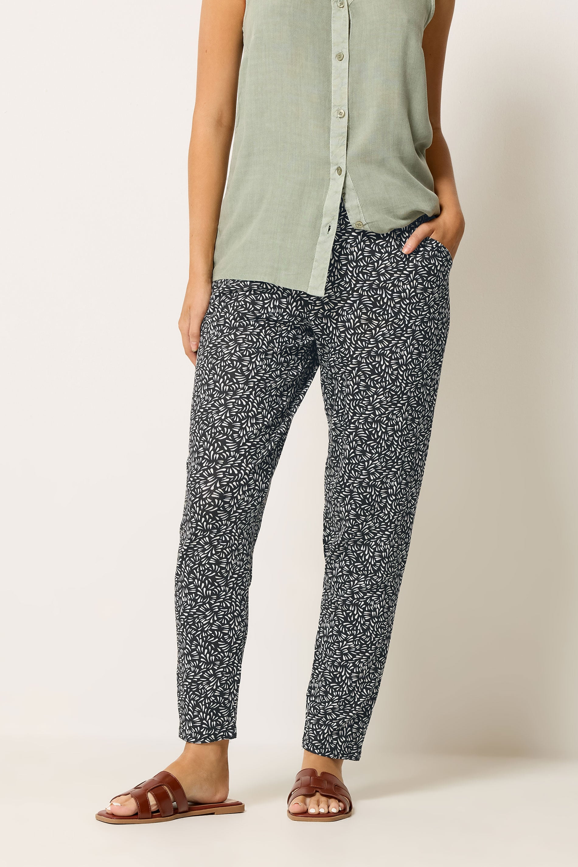 M&Co Black Abstract Print Hareem Trousers | M&Co 3