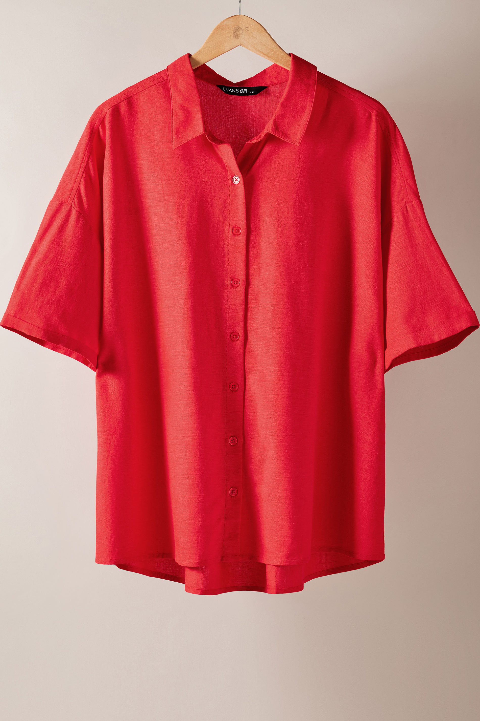 EVANS Plus Size Red Linen Shirt  | Yours Clothing 5