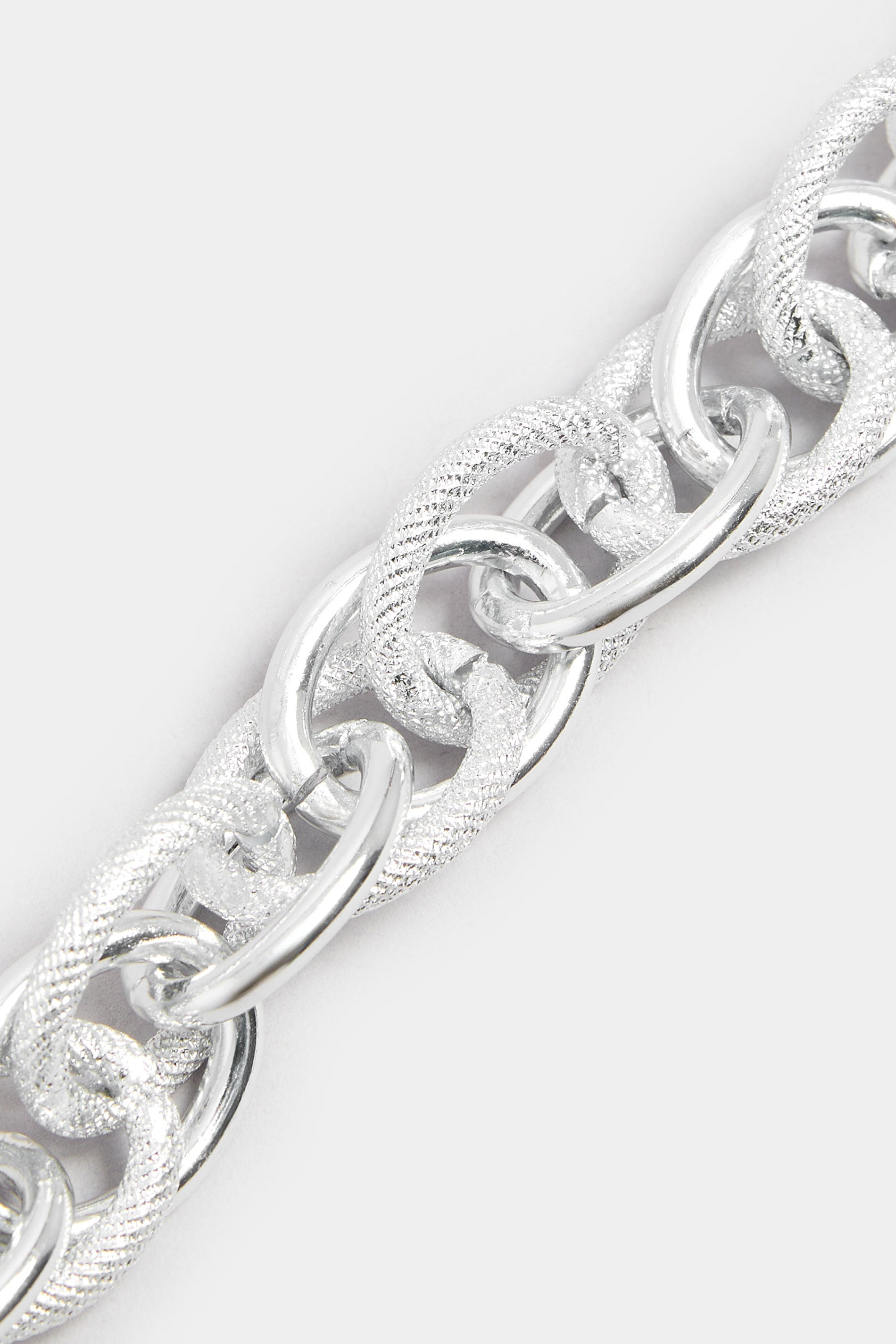 Silver Tone Textured Chunky Chain Bracelet | Yours Clothing 2