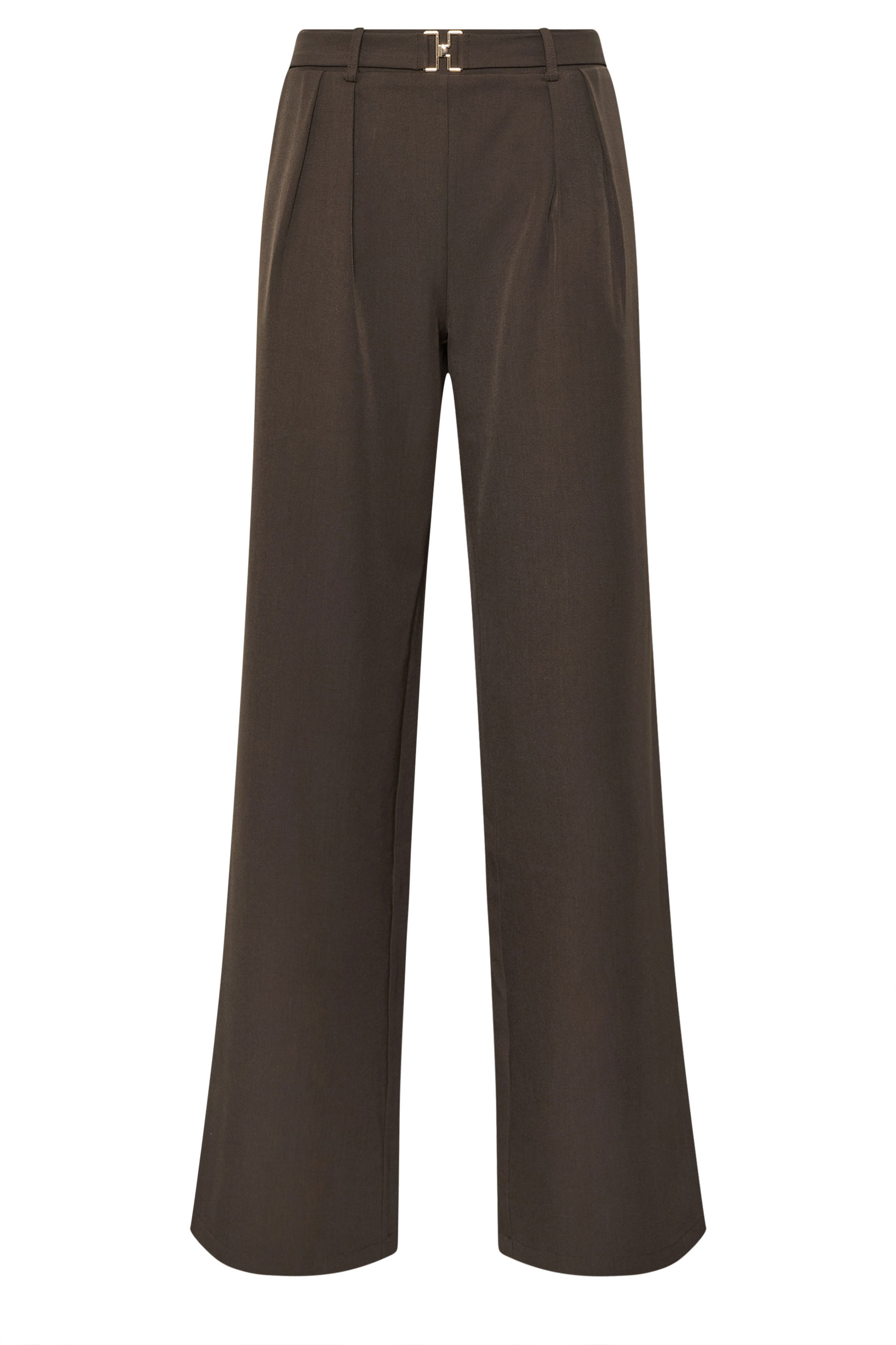 LTS Tall Women's Chocolate Brown Buckle Wide Leg Trousers | Long Tall Sally 5