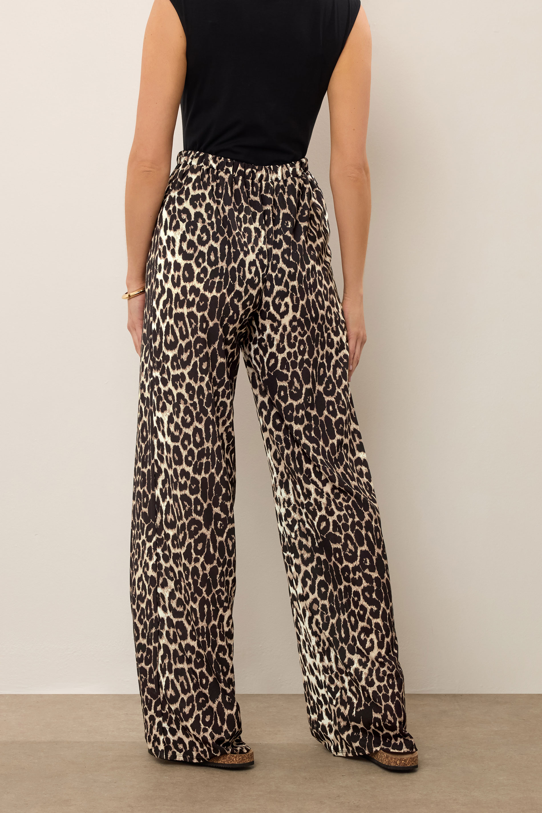 LTS Tall Beige Brown Leopard Print Wide Leg Trousers | Long Tall Sally 2