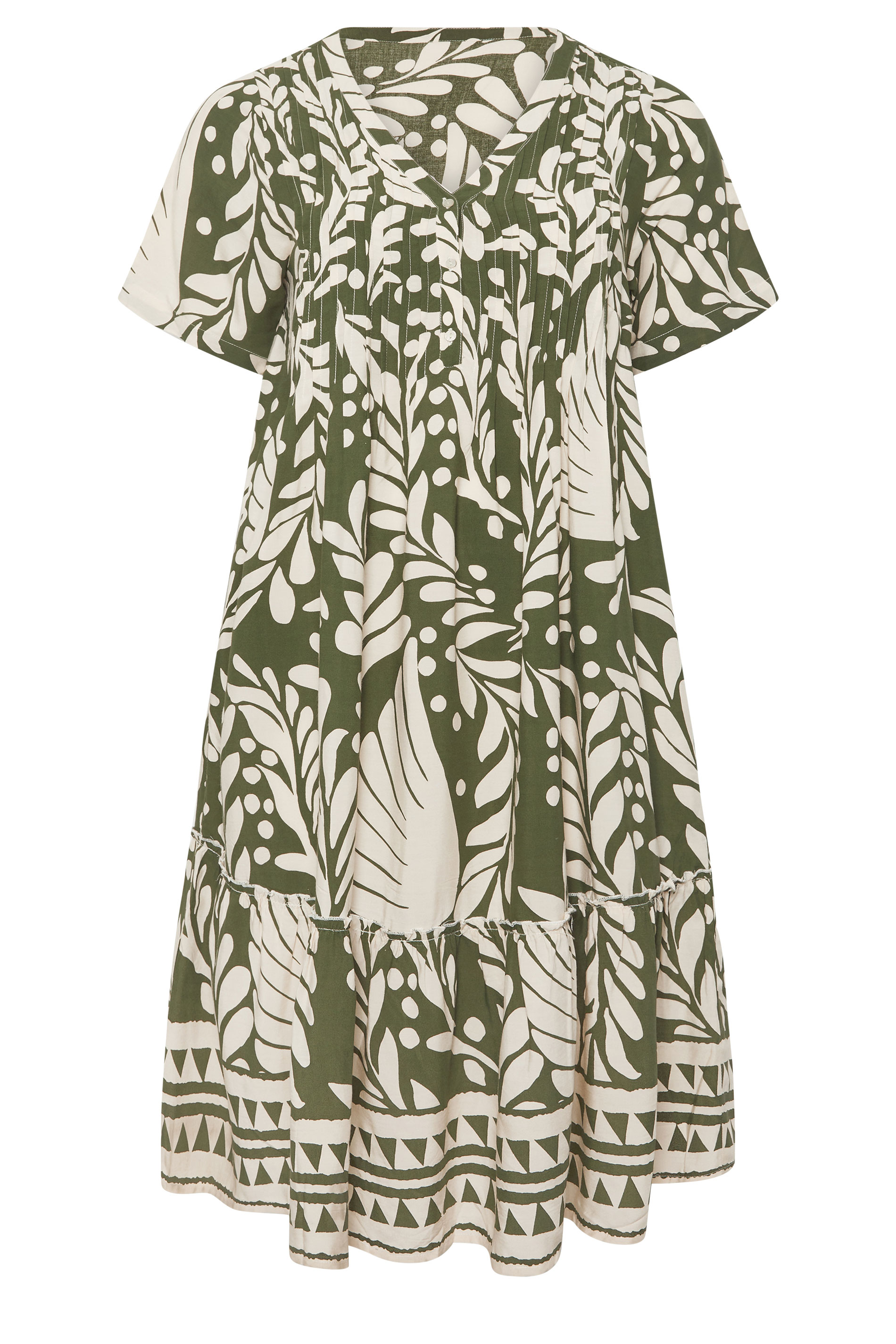 EVANS Plus Size Green Abstract Pintuck Dress | Evans 6