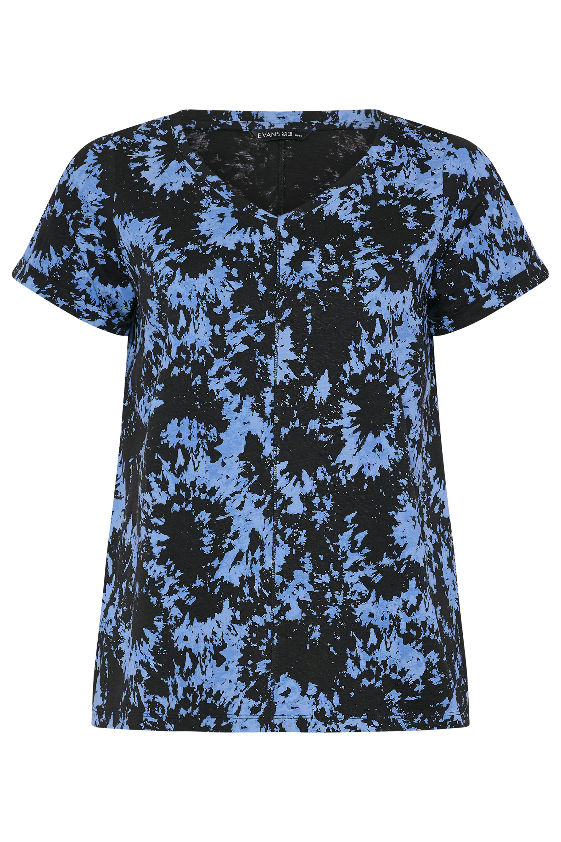 EVANS Plus Size Blue Tie Dye Cotton T-Shirt | Evans 5