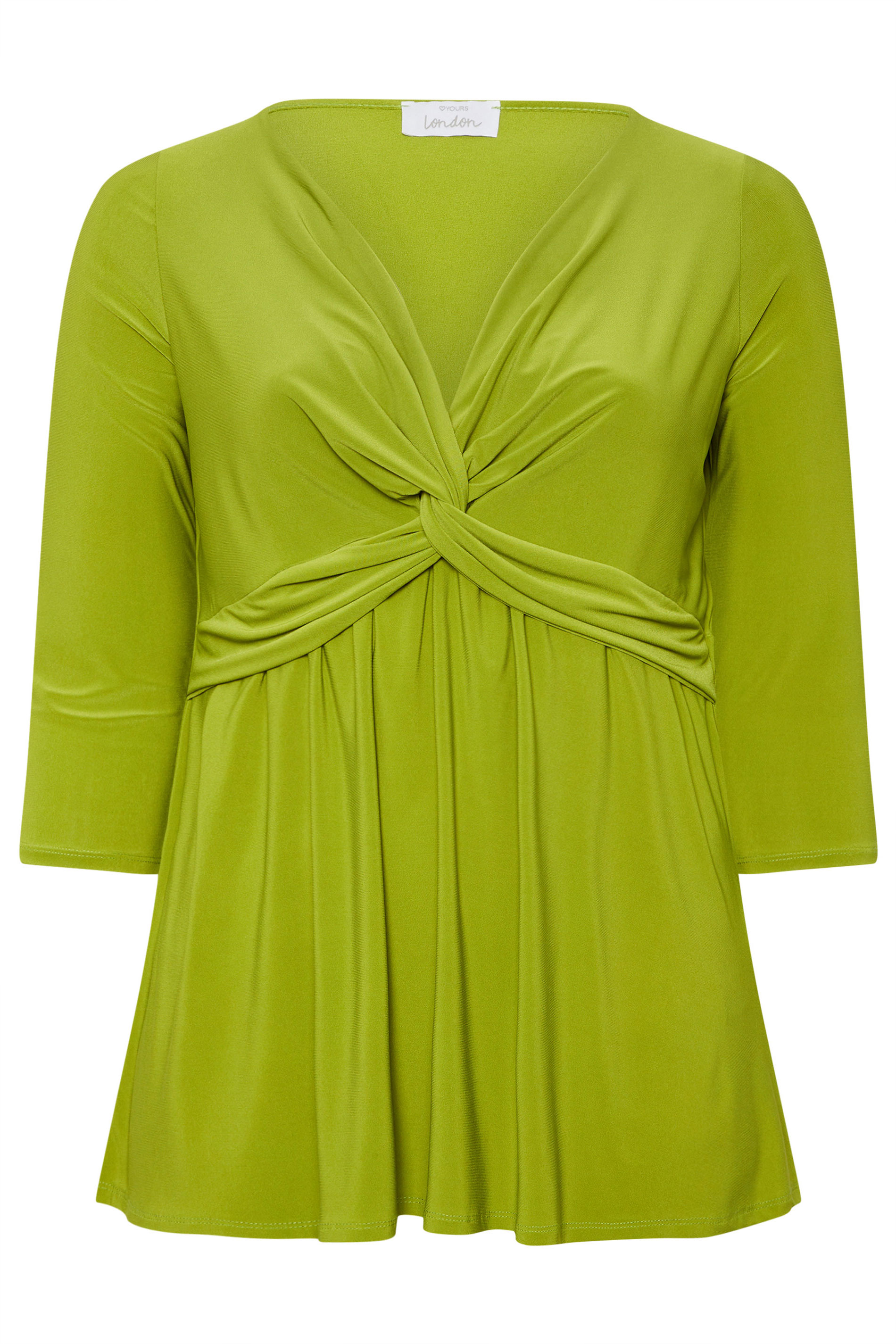 YOURS LONDON Plus Size Green Knot Front Top | Yours Clothing 5