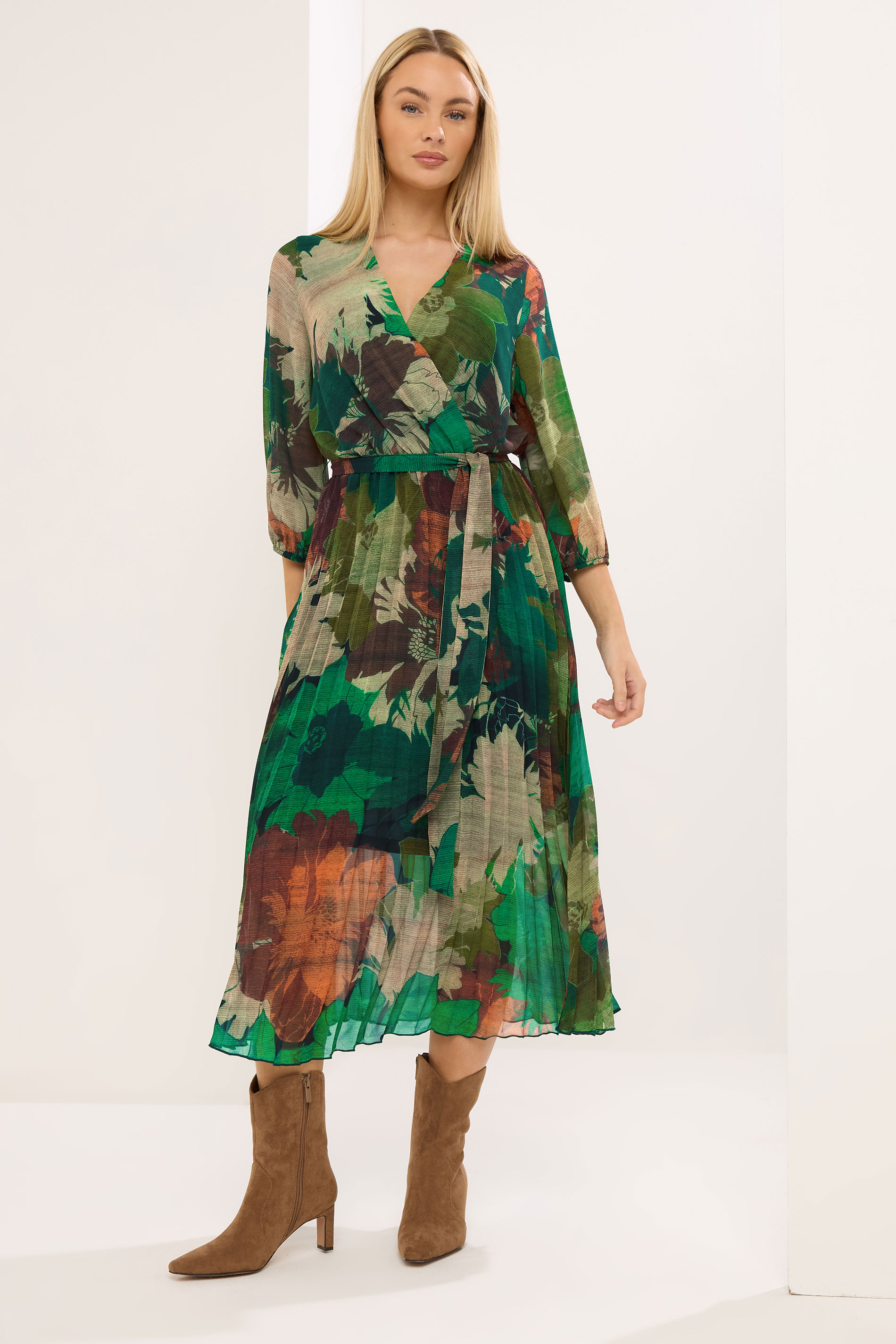 STAR Green Abstract Pleated Dress | StarByJM 3
