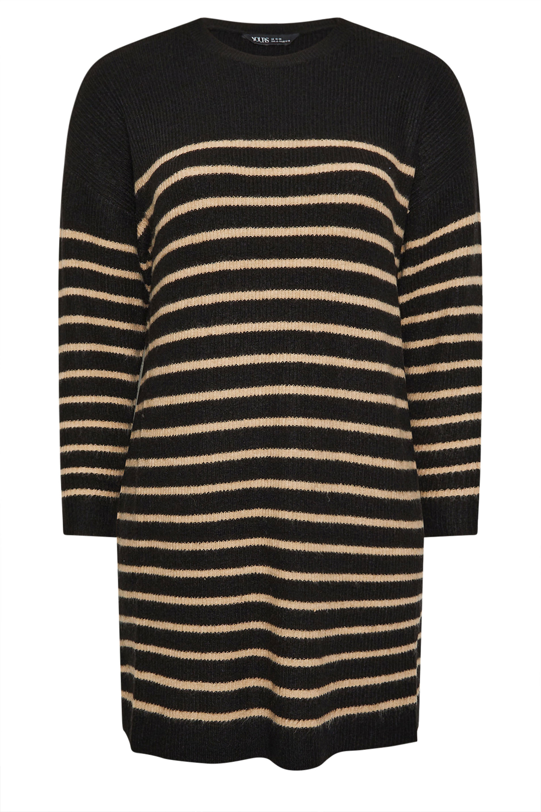 YOURS Plus Size Black Striped Knitted Jumper Dress | Yours Clothing 5