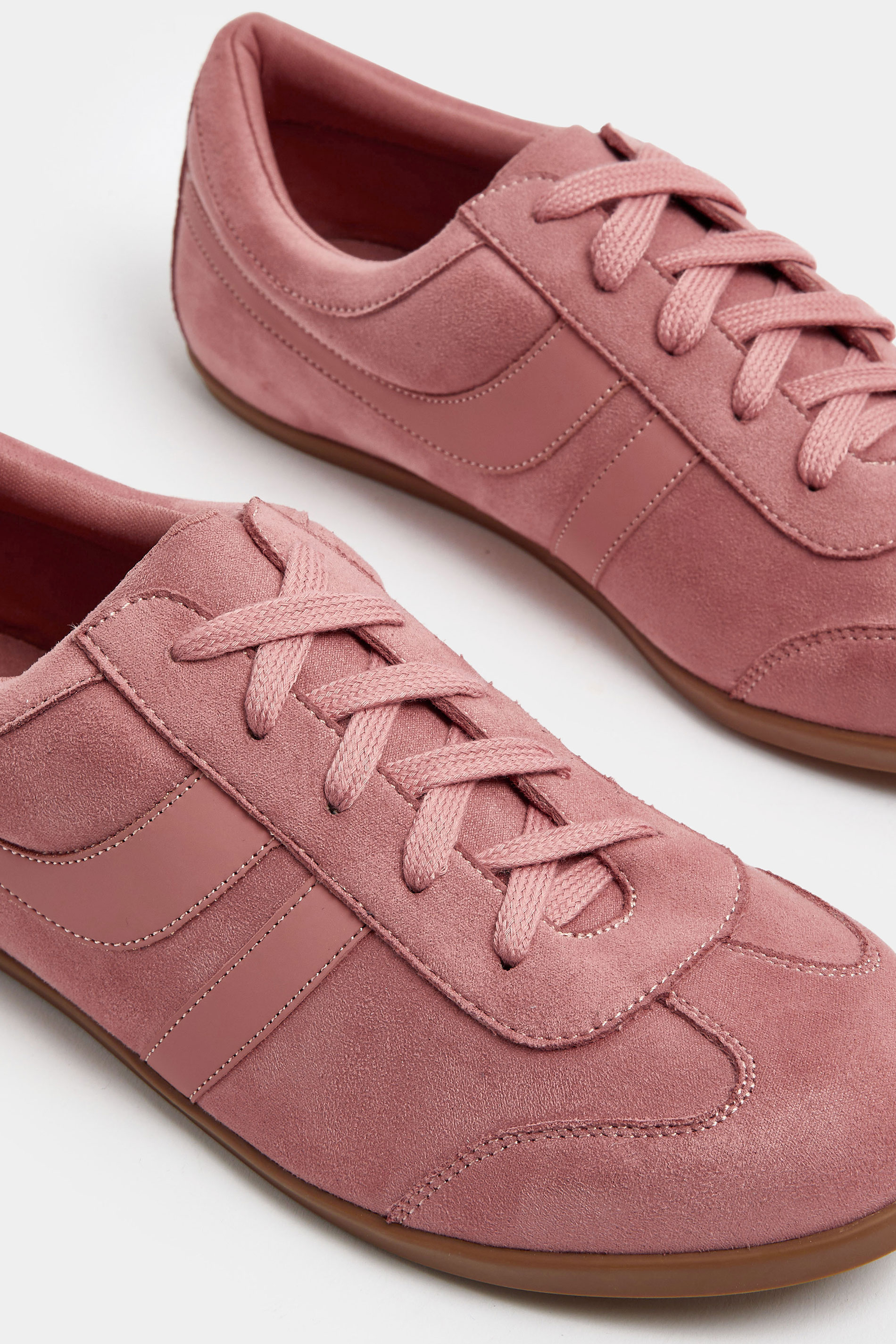 Pink Faux Suede Stripe Trainers In Extra Wide EEE Fit | Yours Clothing 5