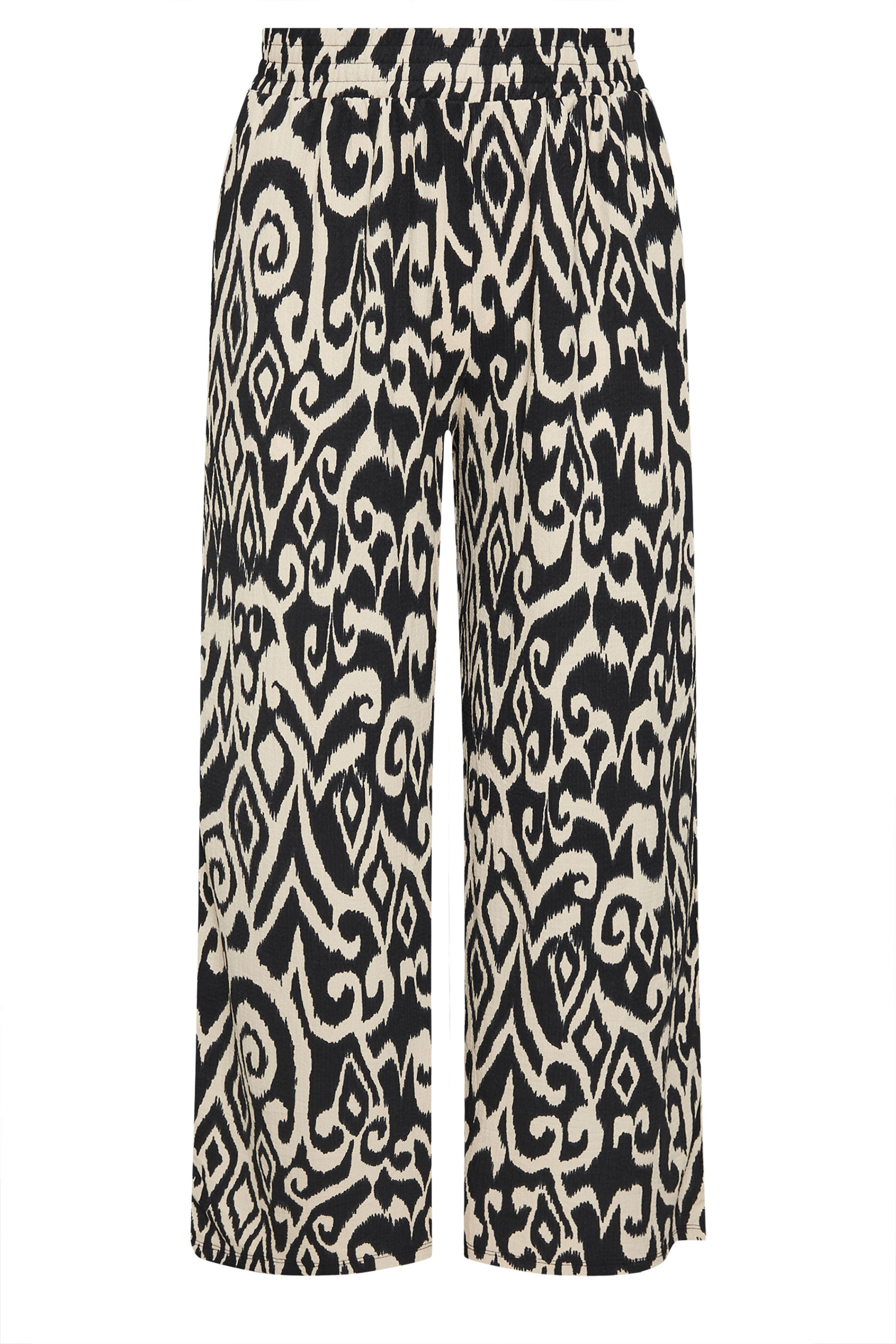 YOURS Plus Size Black Textured Abstract Print Wide Leg Trousers | Yours Clothing 5