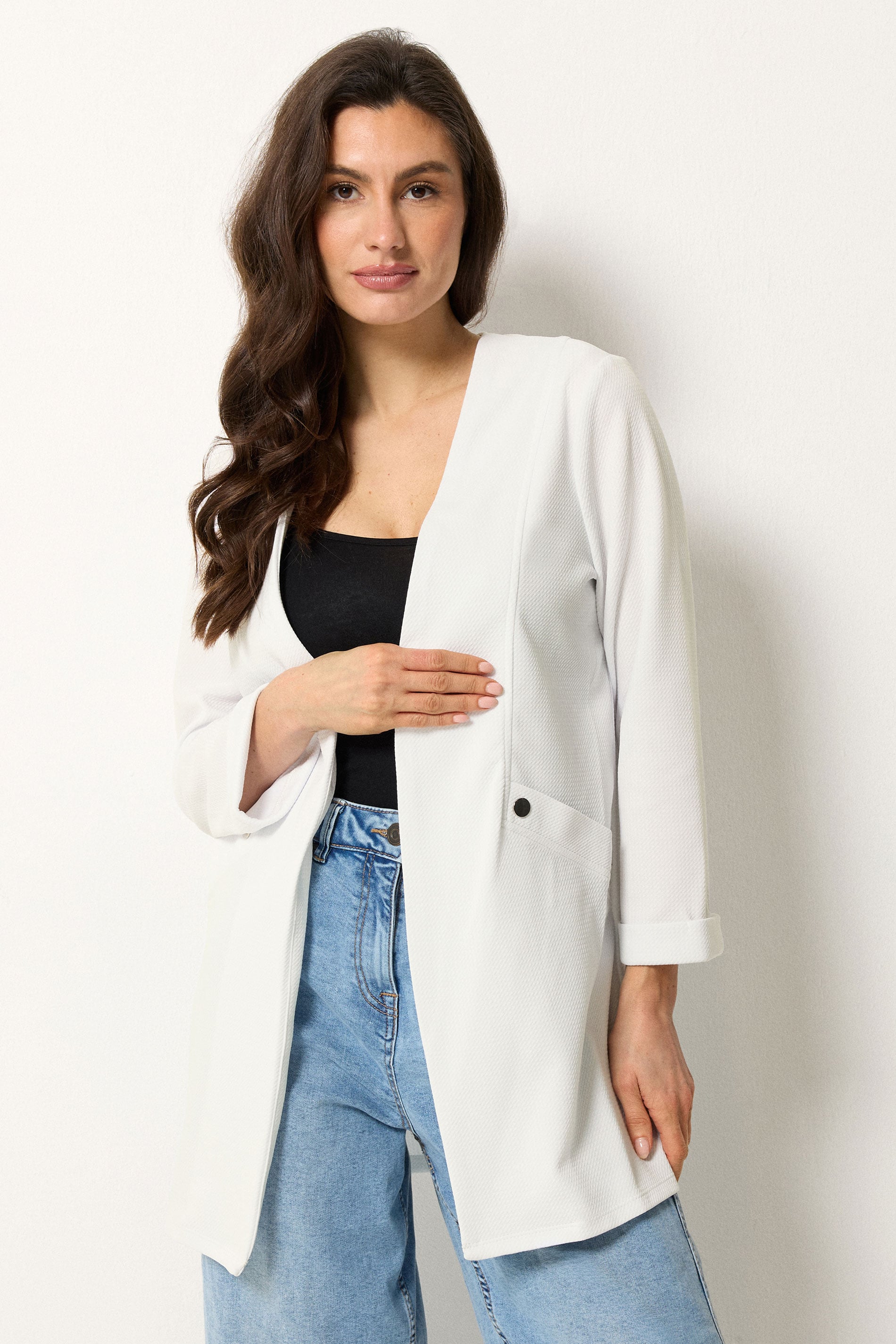 M&Co White Textured Jersey Jacket | M&Co 3