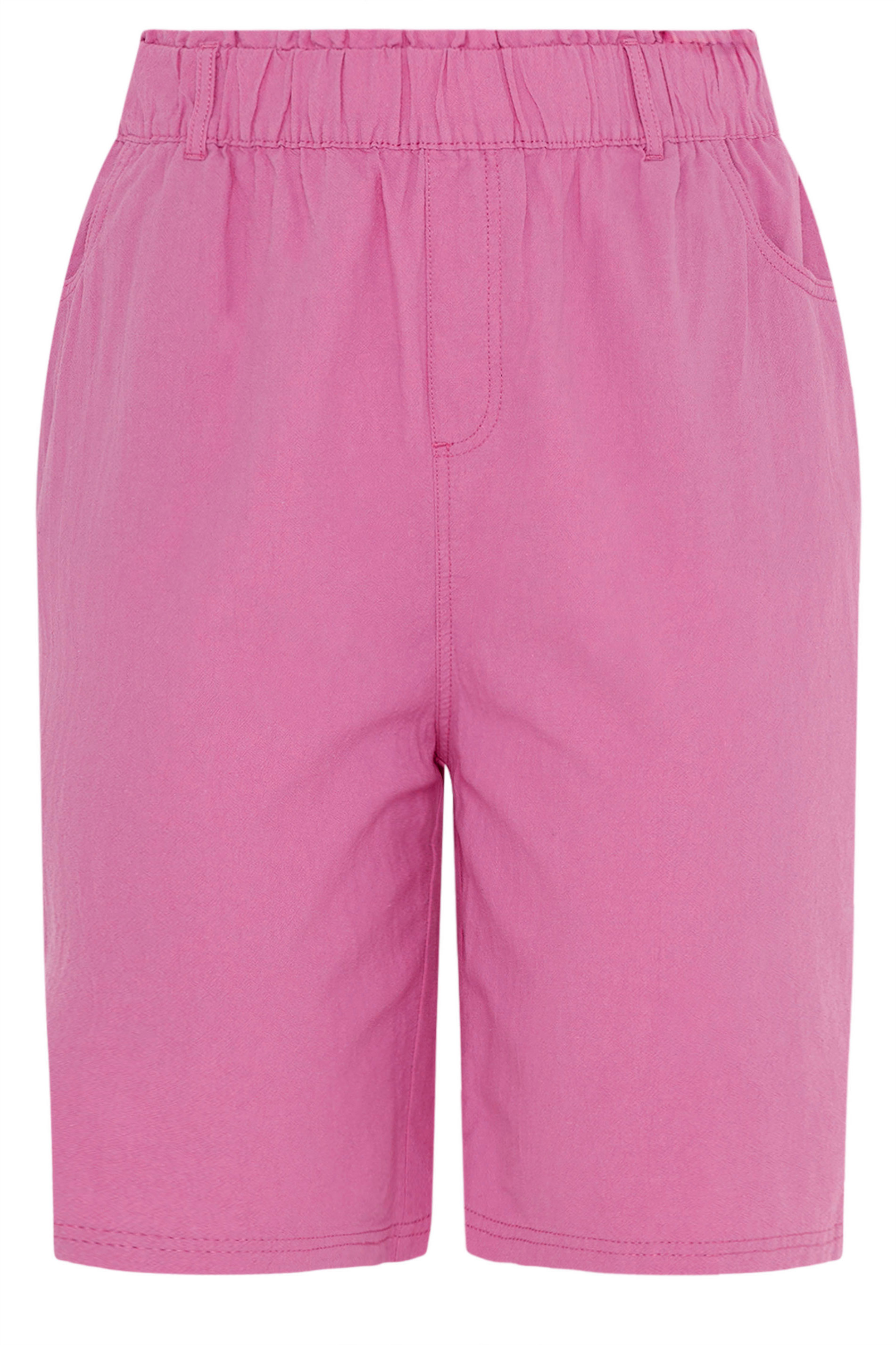 YOURS Plus Size Bright Pink Cool Cotton Shorts | Yours Clothing 5