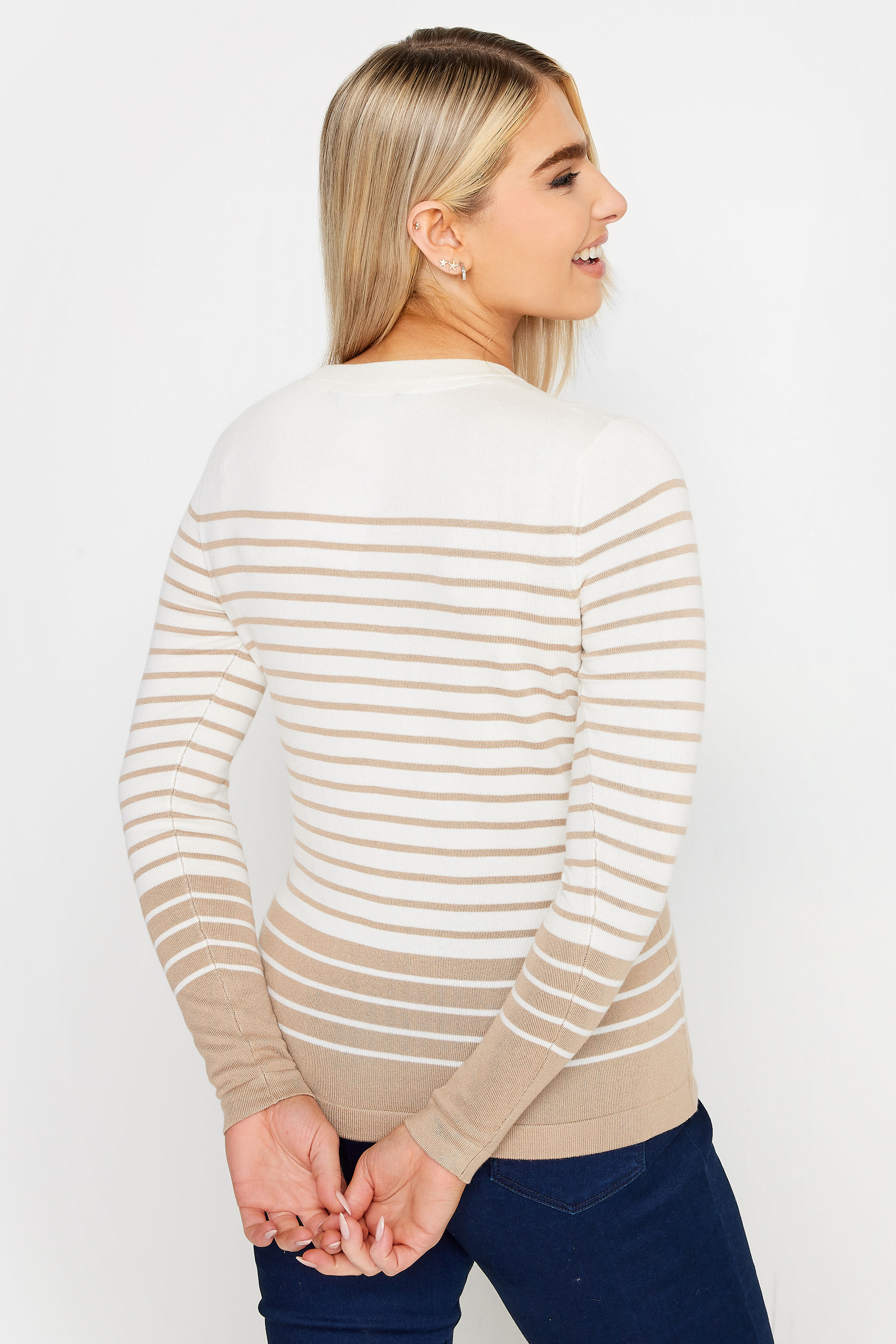 M&Co Ivory & Natural Brown Striped Jumper | M&Co 3