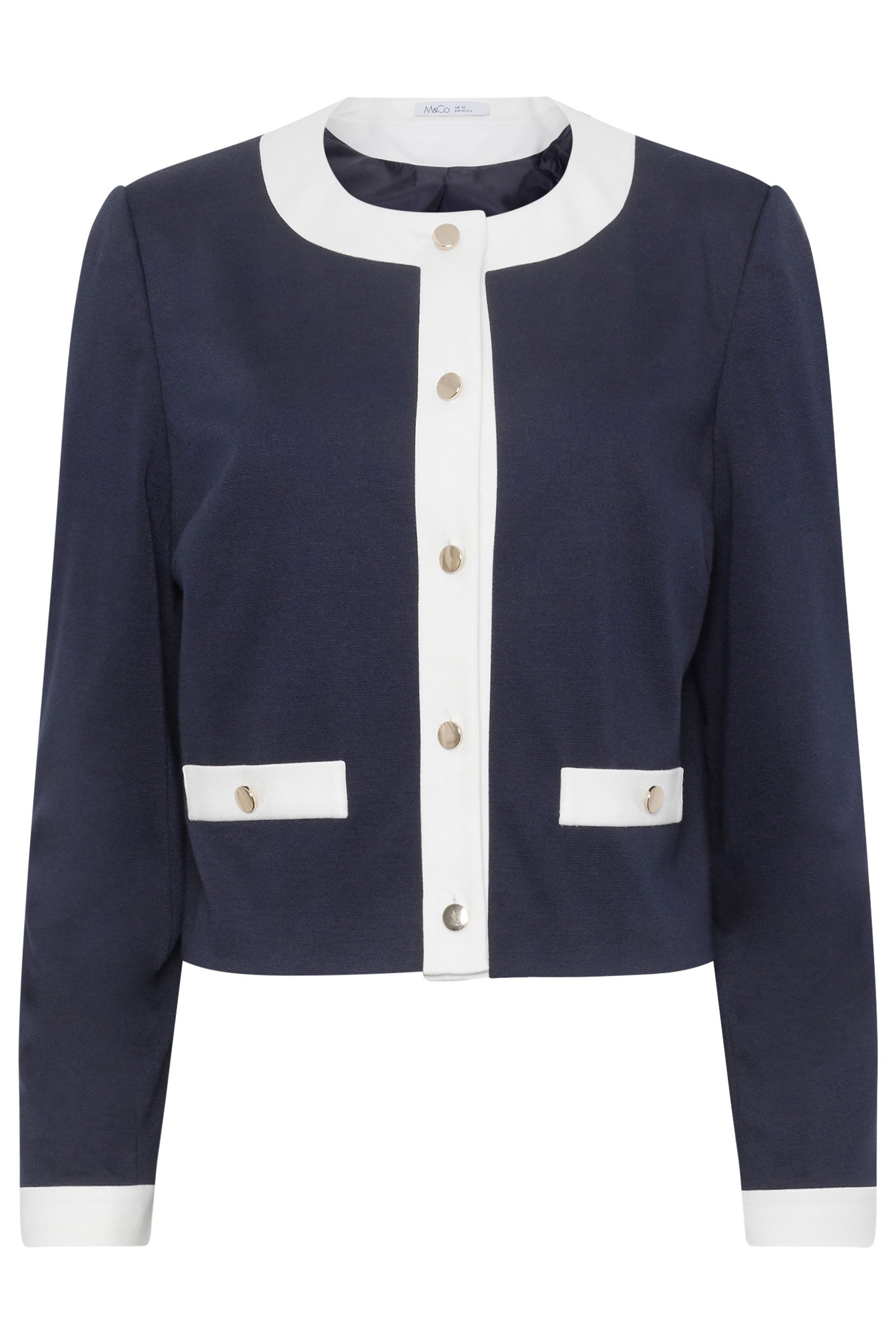 M&Co Navy Blue Colourblock Boucle Jacket | M&Co 6
