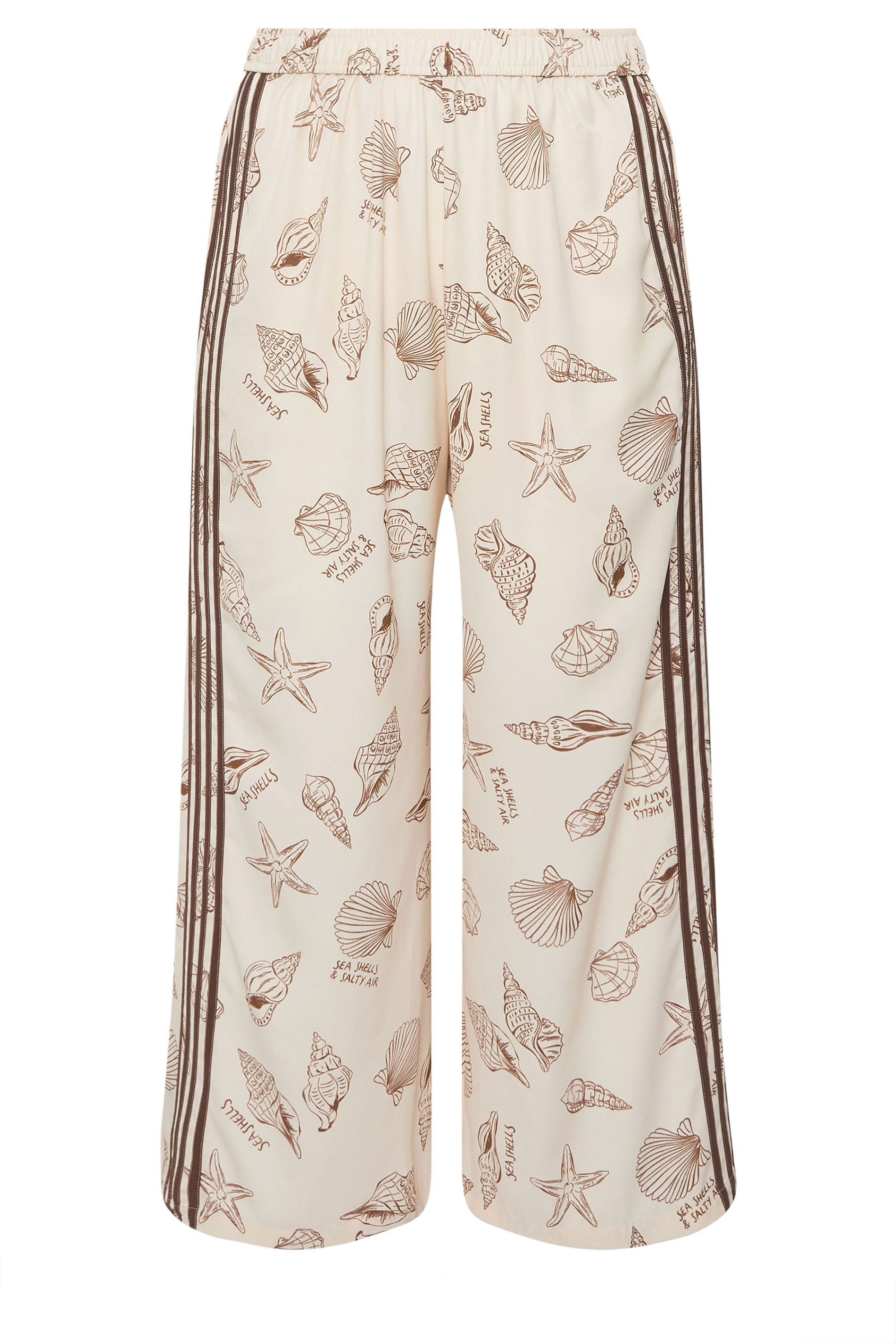 LIMITED COLLECTION Plus Size Nude Shell Print Wide Leg Trousers | Yours Clothing 7