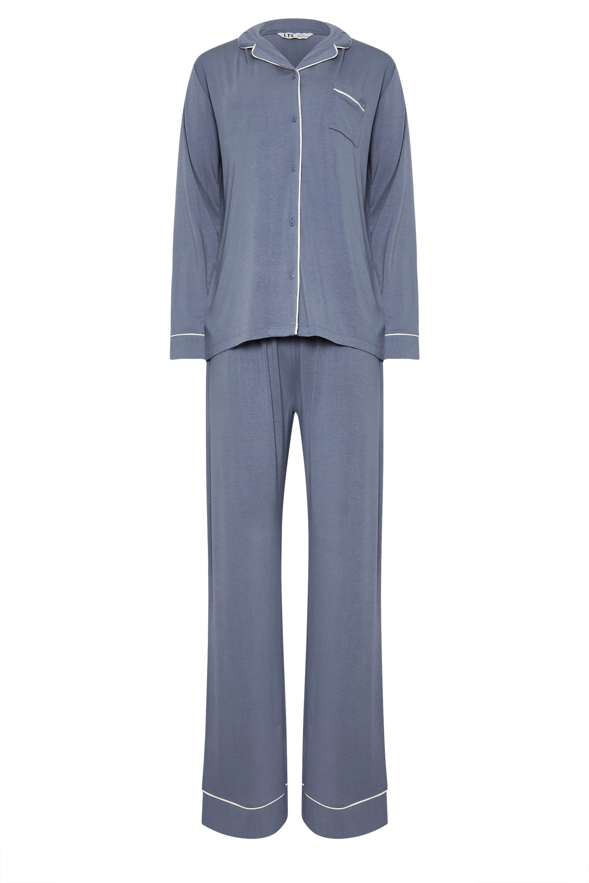 LTS Tall Light Blue Piped Jersey Pyjama Set | Long Tall Sally 5