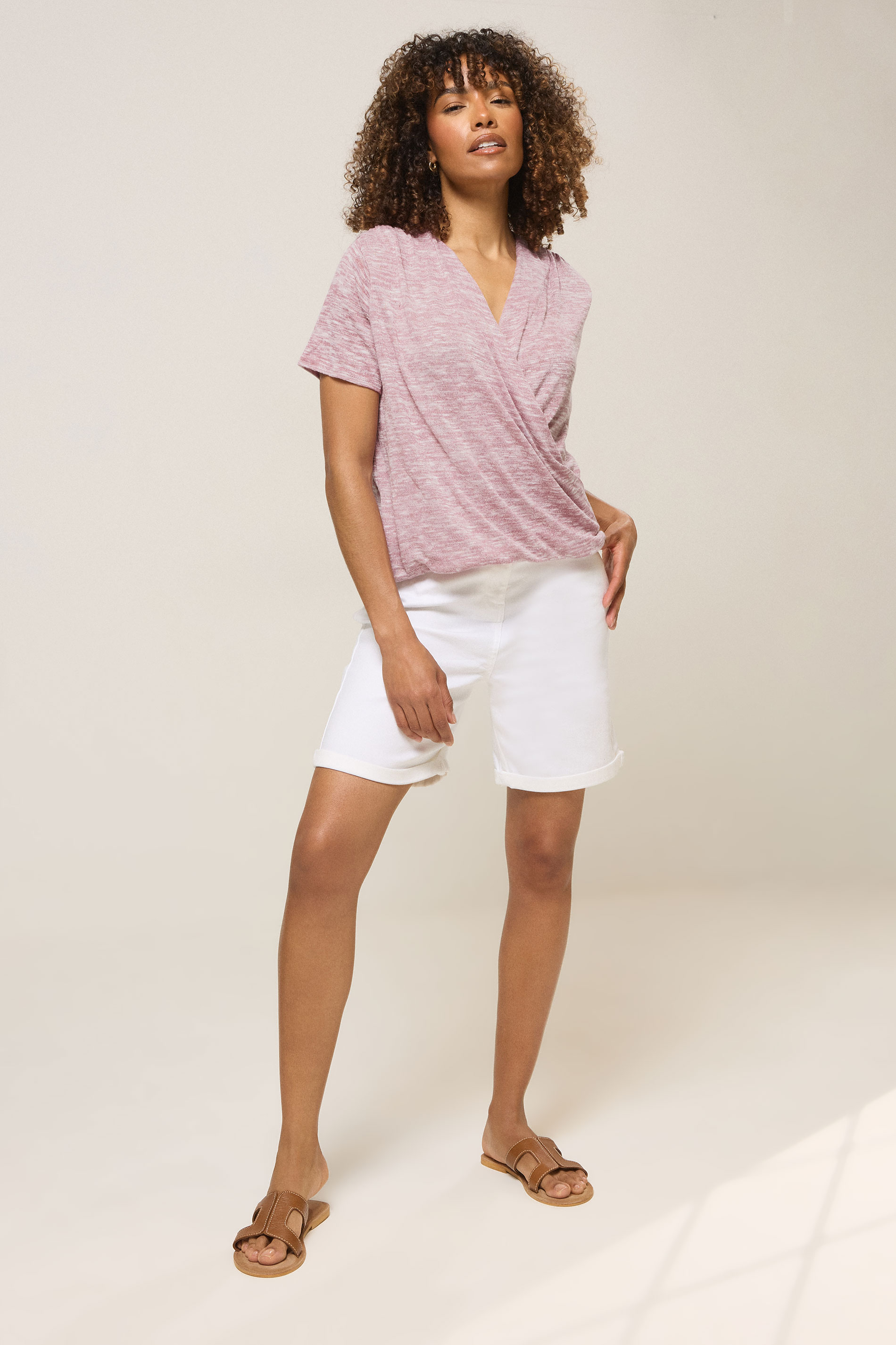 Soo Mock Wrap Long Sleeve Top (Candy Pink)