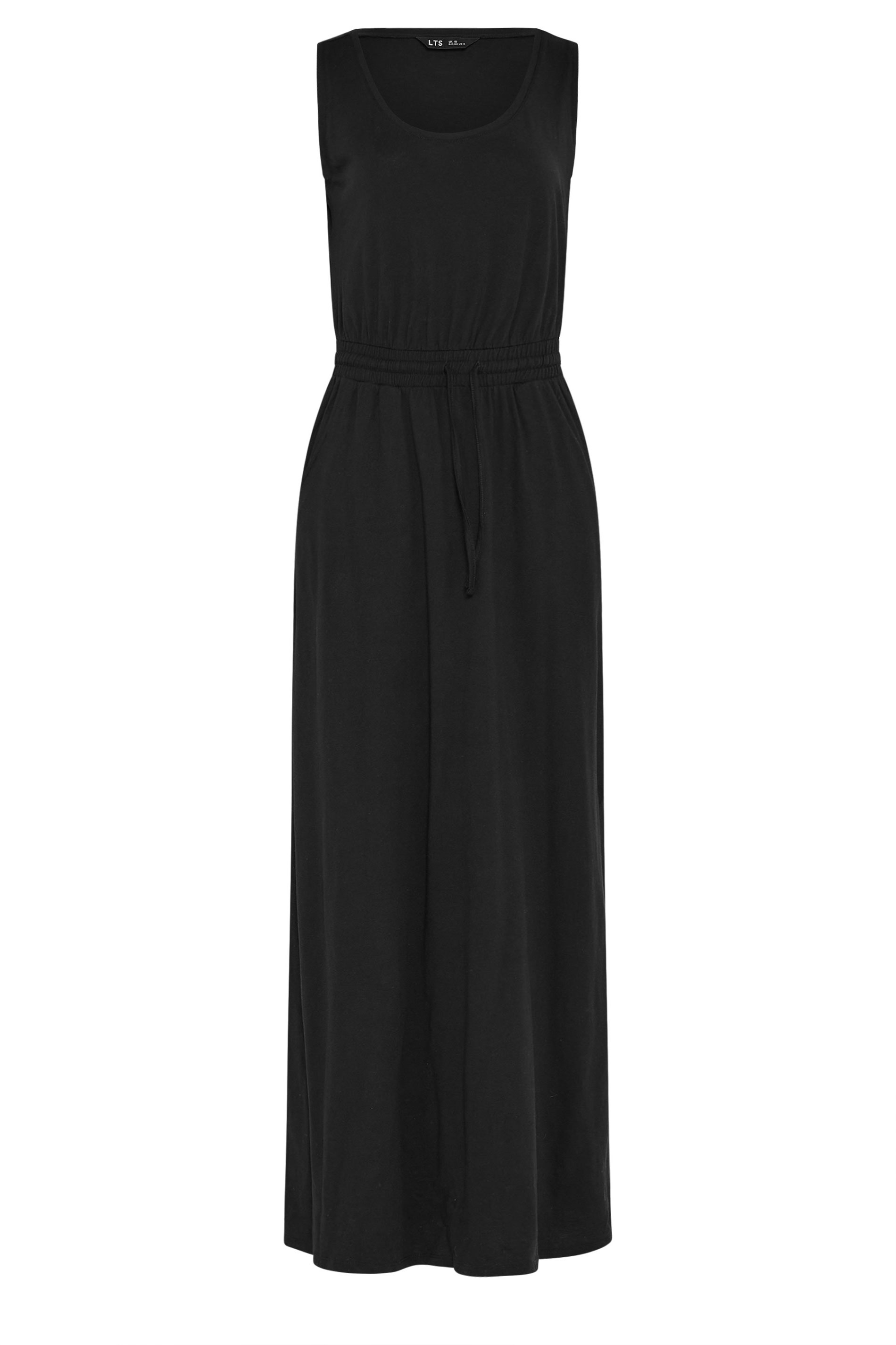 LTS Tall Women's Black Tie Waist Cotton Maxi Dress | Long Tall Sally 5