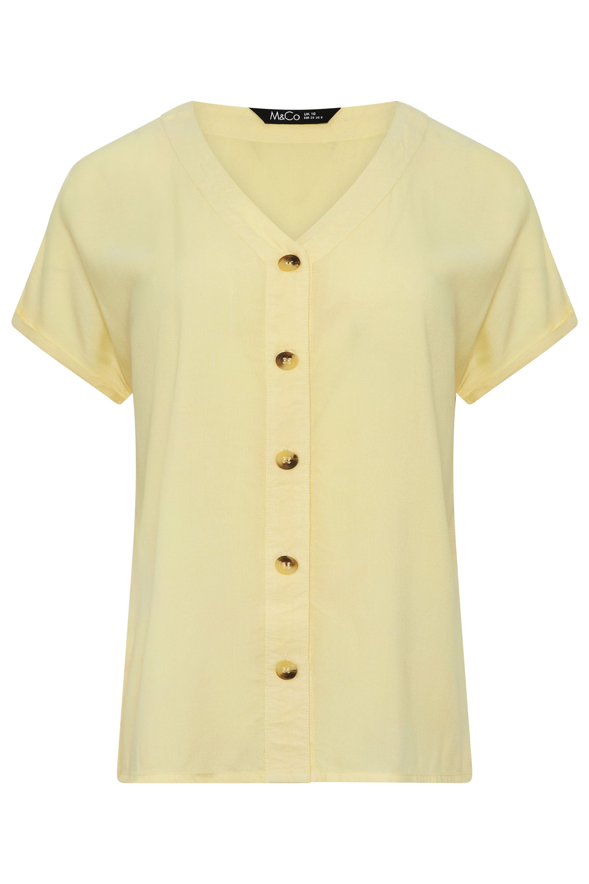 M&Co Lemon Yellow Button Front Blouse | M&Co 5