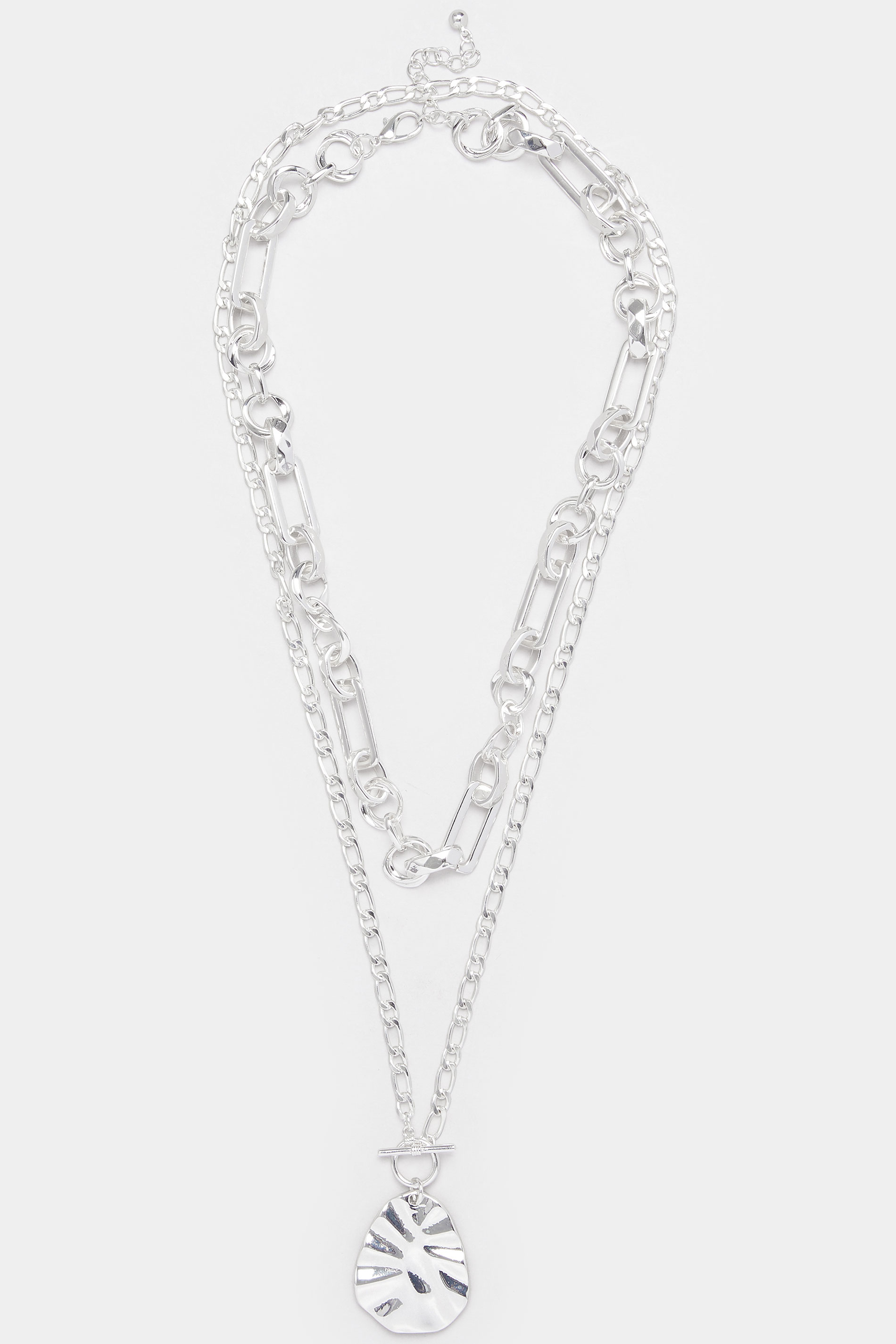 YOURSET 2 PACK Silver Tone Layer Chain Pendant Necklace Set | Yours Clothing 3