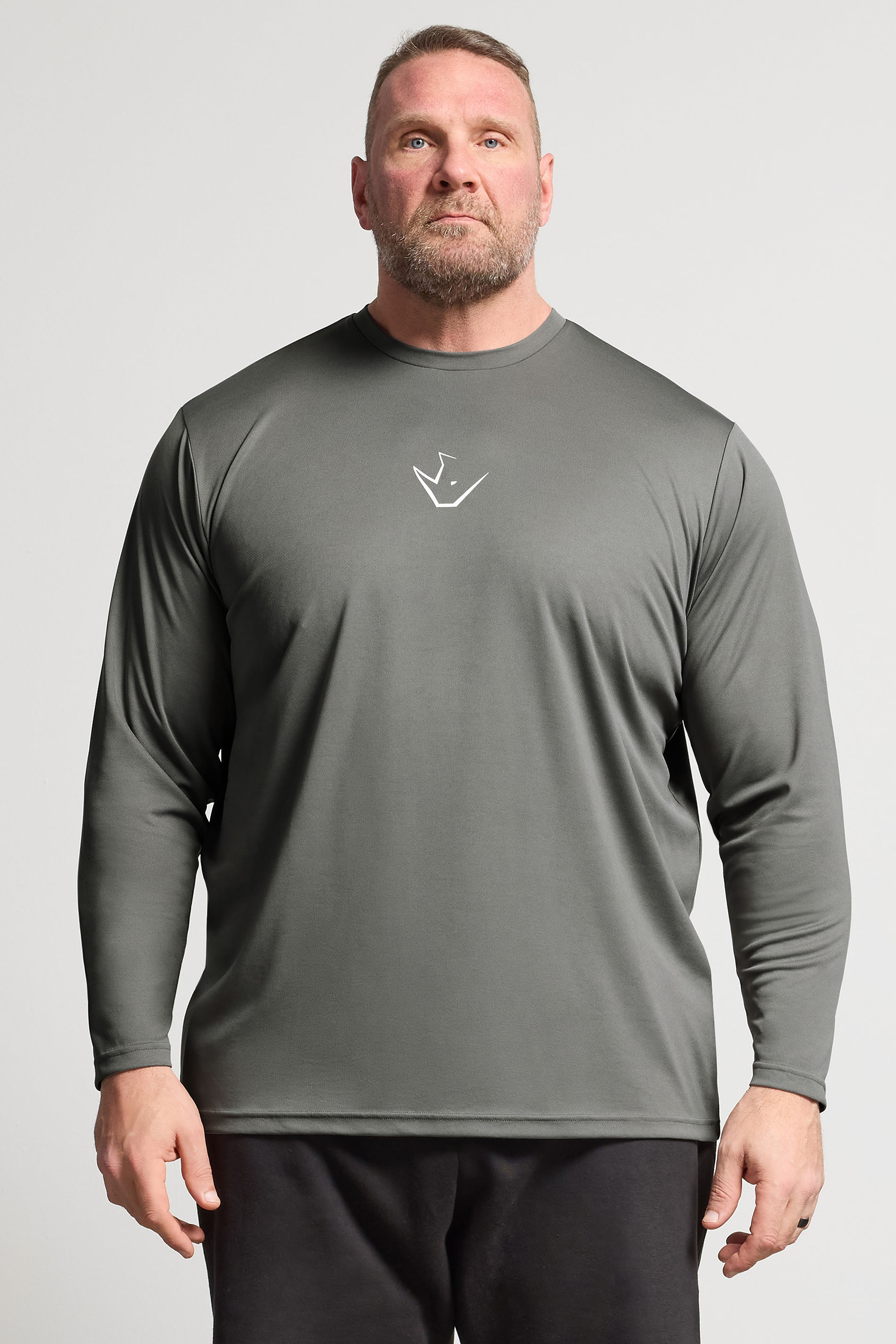 IronRhino Big & Tall Grey Performance Long Sleeve T-Shirt | BadRhino 3