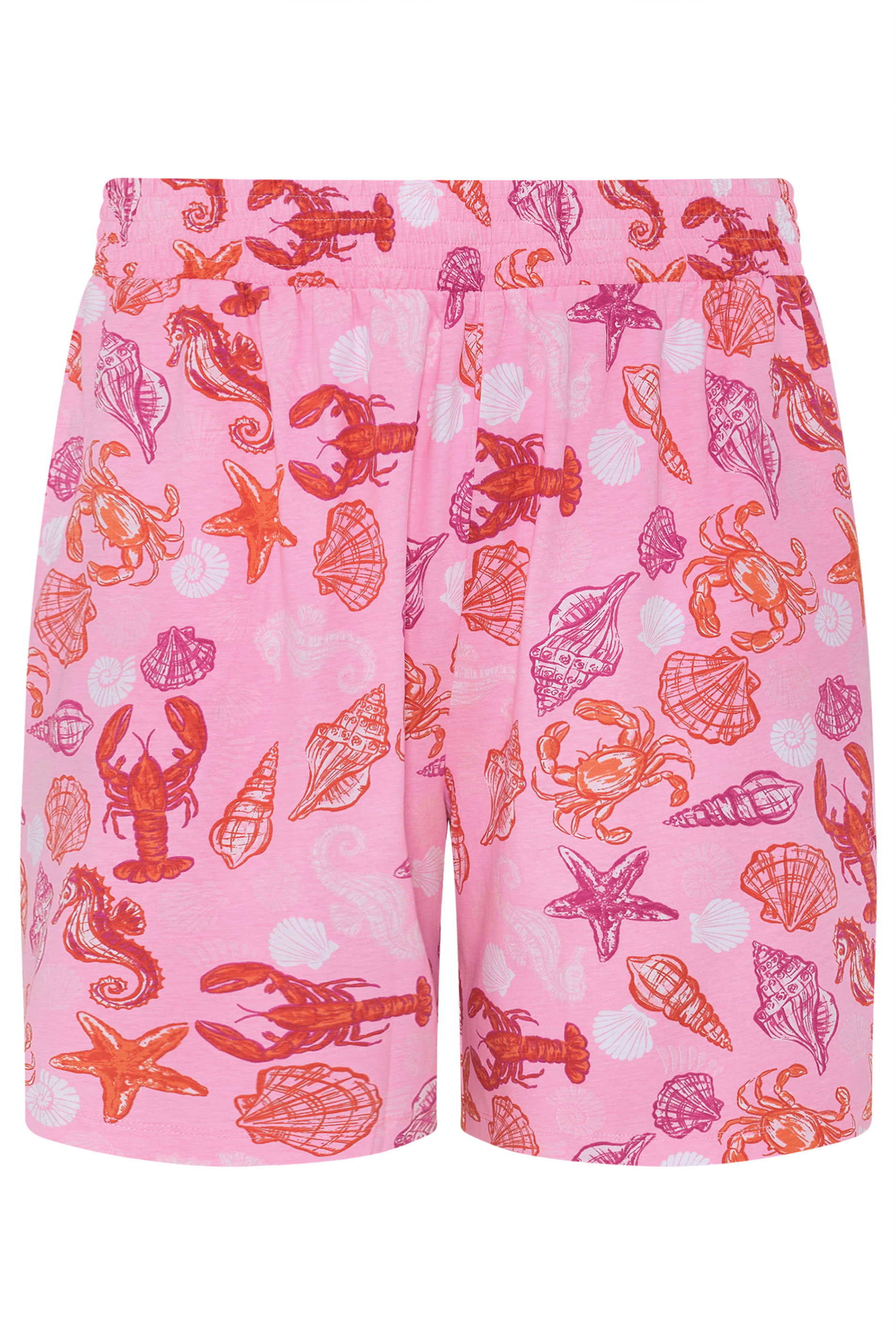 YOURS Plus Size Pink Mixed Shell Shirred Shorts | Yours Clothing 6