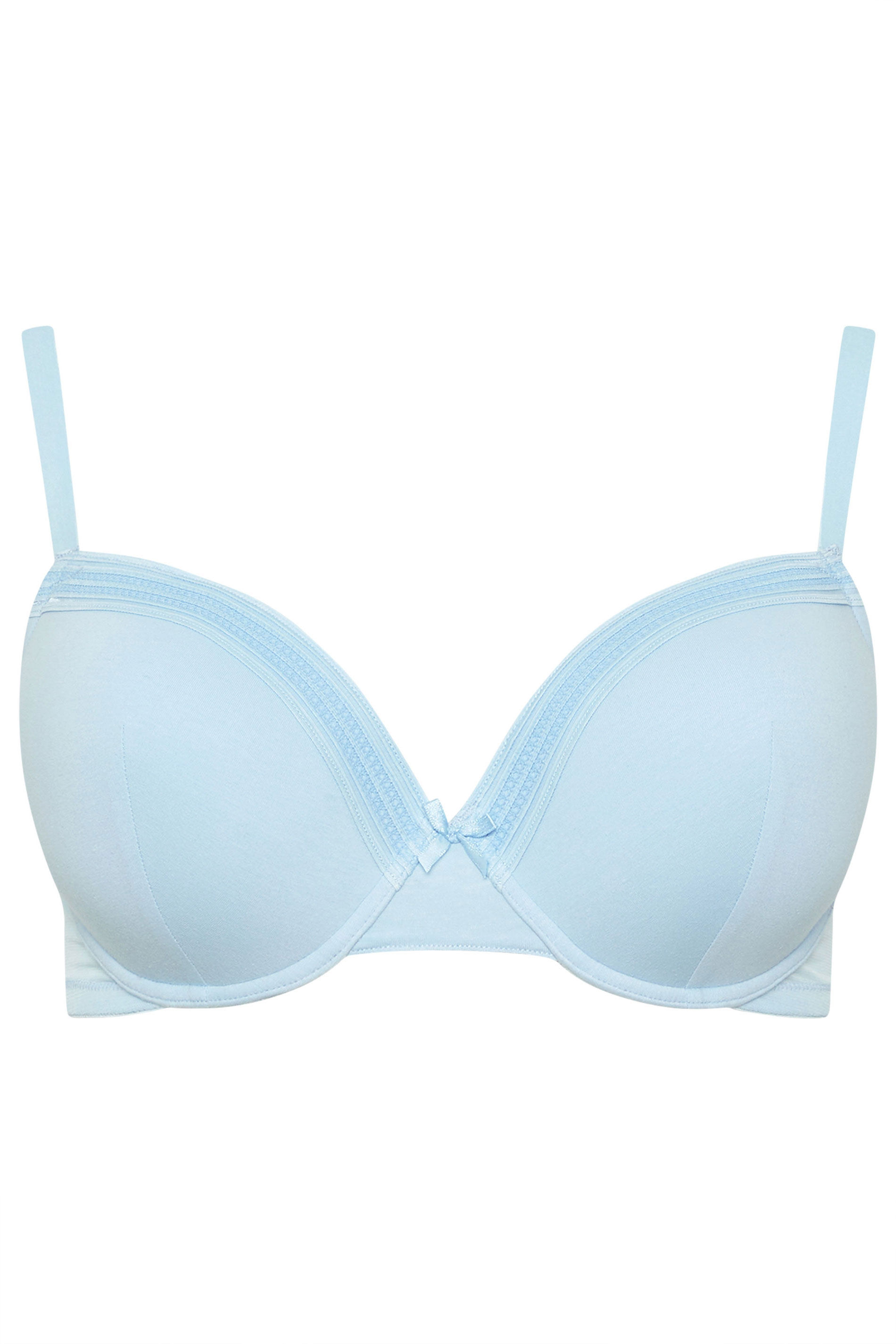 YOURSET 2 PACK Curve Grey Marl & Blue Lace Trim Padded Bra | Yours Clothing 8