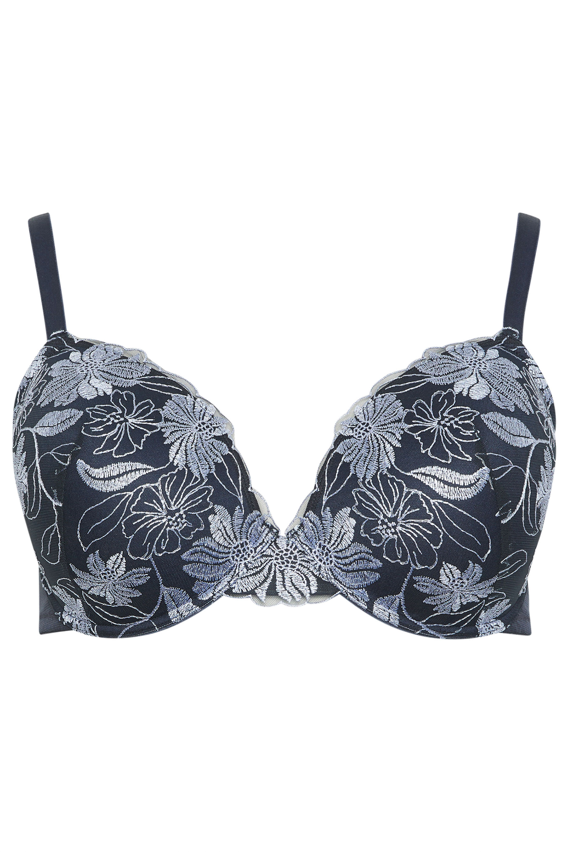 YOURSET 2 PACK Plus Size Navy Blue Embroidered Floral Padded Bras | Yours Clothing 8