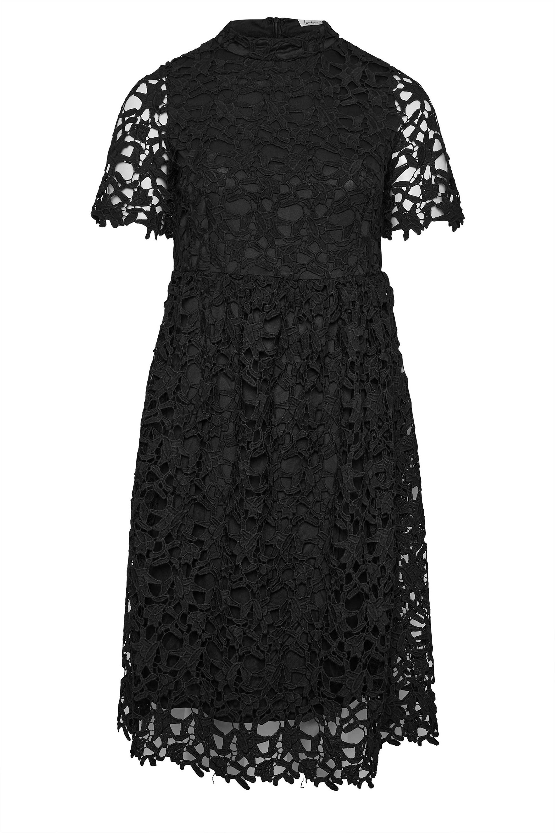 YOURS LONDON Plus Size Black Lace Crochet Midi Dress | Yours Clothing  6