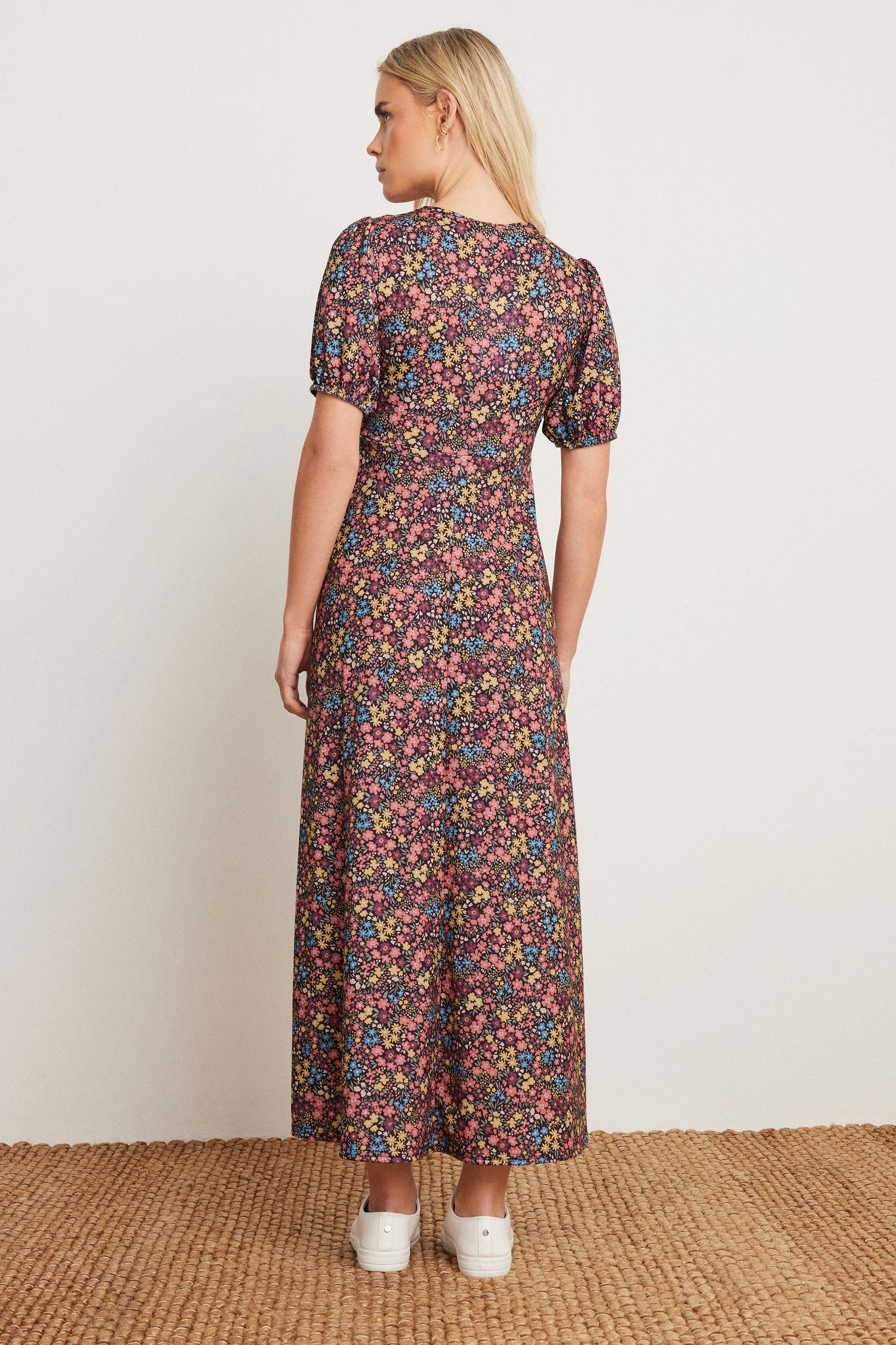 M&Co Petite Orange Ditsy Floral Wrap Dress | M&Co 1