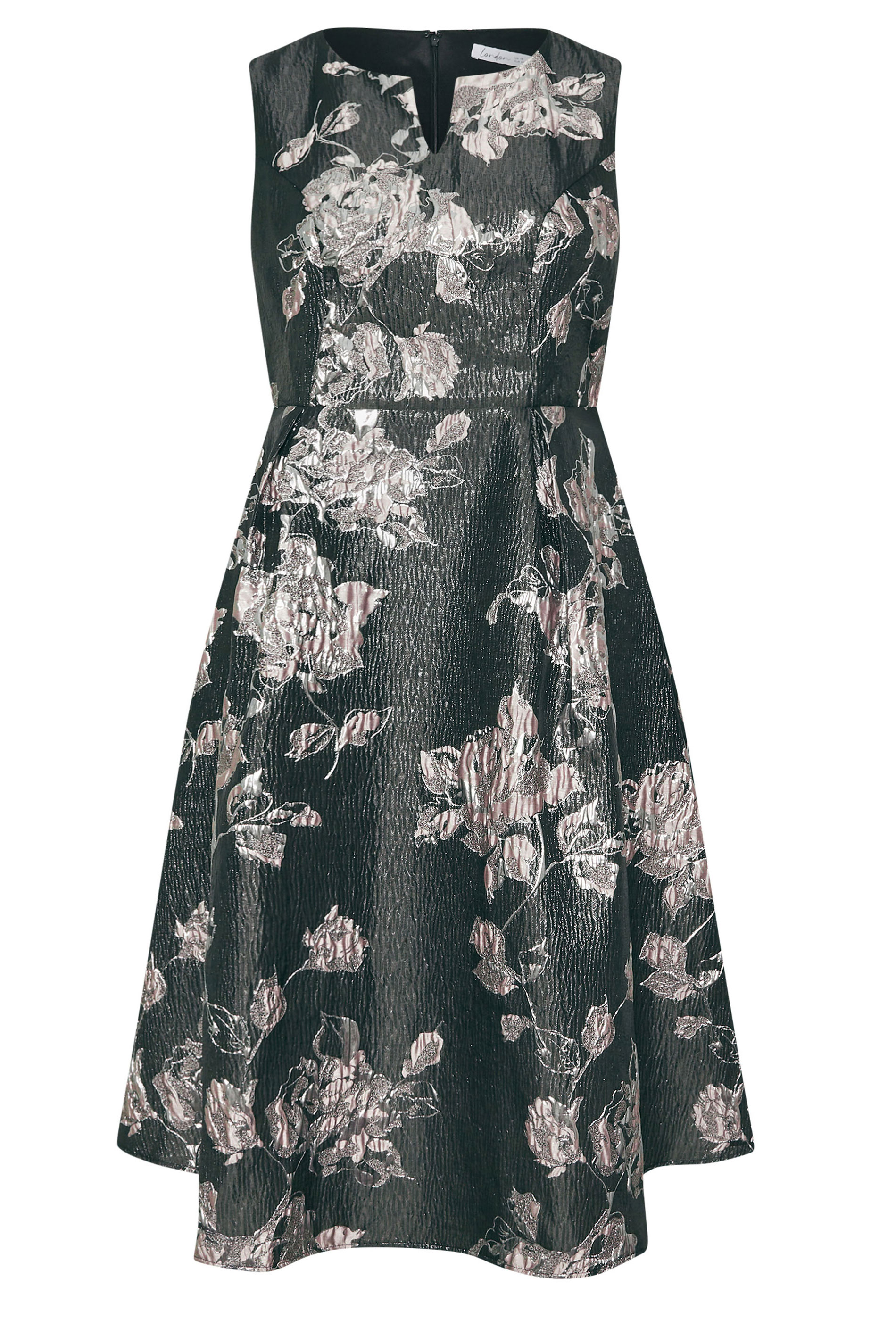 YOURS LONDON Plus Size Black Floral Premium Satin Jacquard Midi Dress | Yours Clothing 5